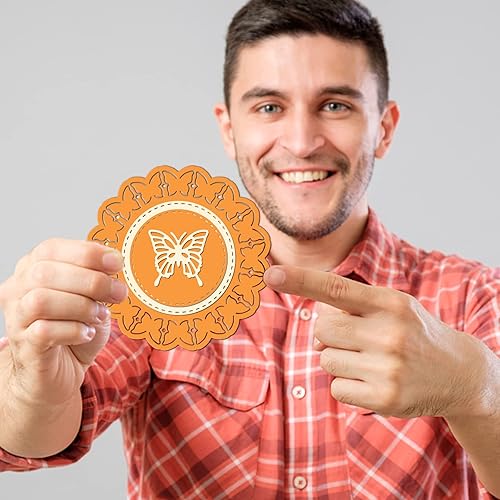 Miniatura 5 de GLOBLELAND 2 troqueles de corte de fondo de marco de mariposa para bricolaje, álbumes de recortes, borde redondo, troquelados, plantillas para hacer