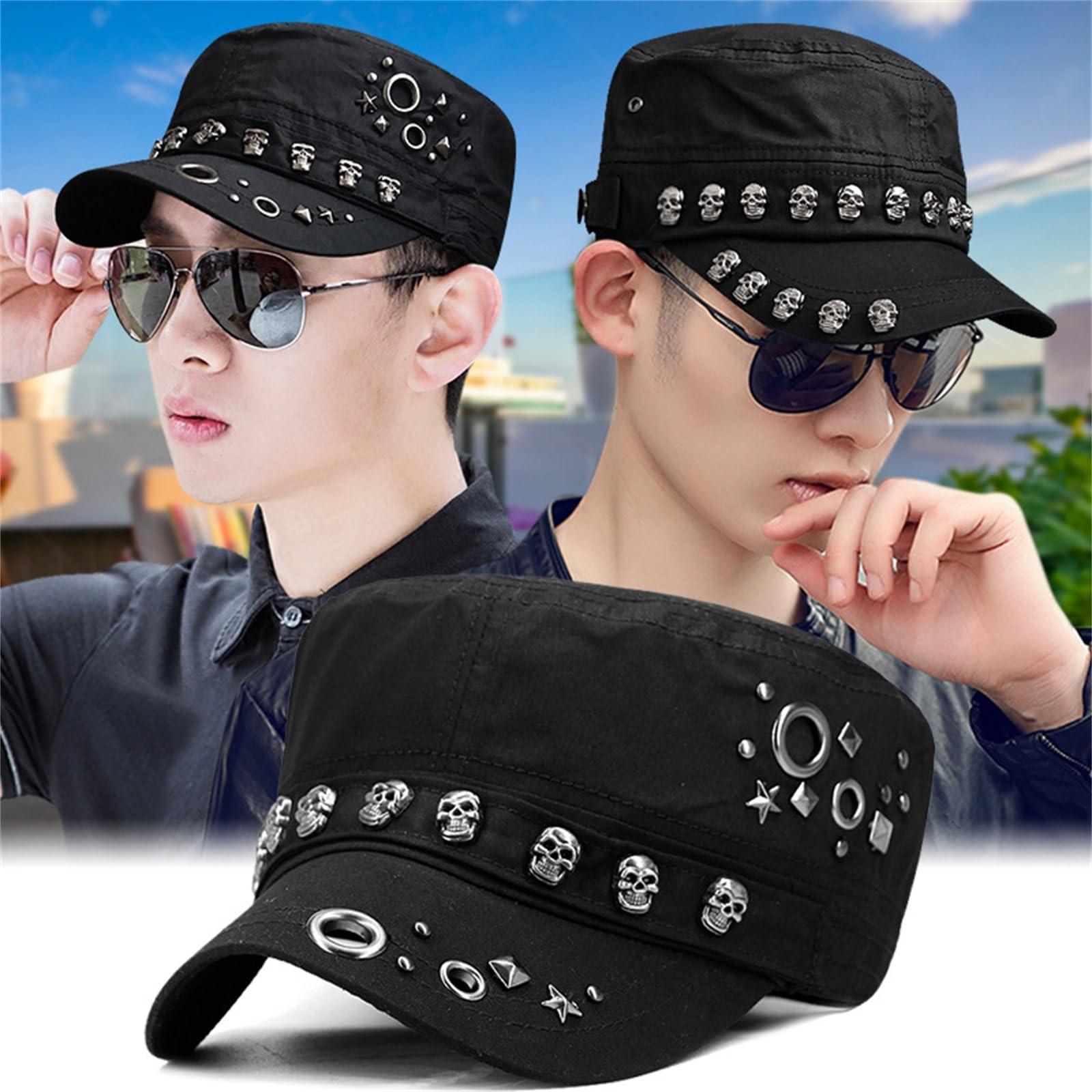 Gorra Militar de Cadete del Ejército Sombrero de Copa Plana, Sombrero Calle, Hip Hop para Uso al Aire Libre