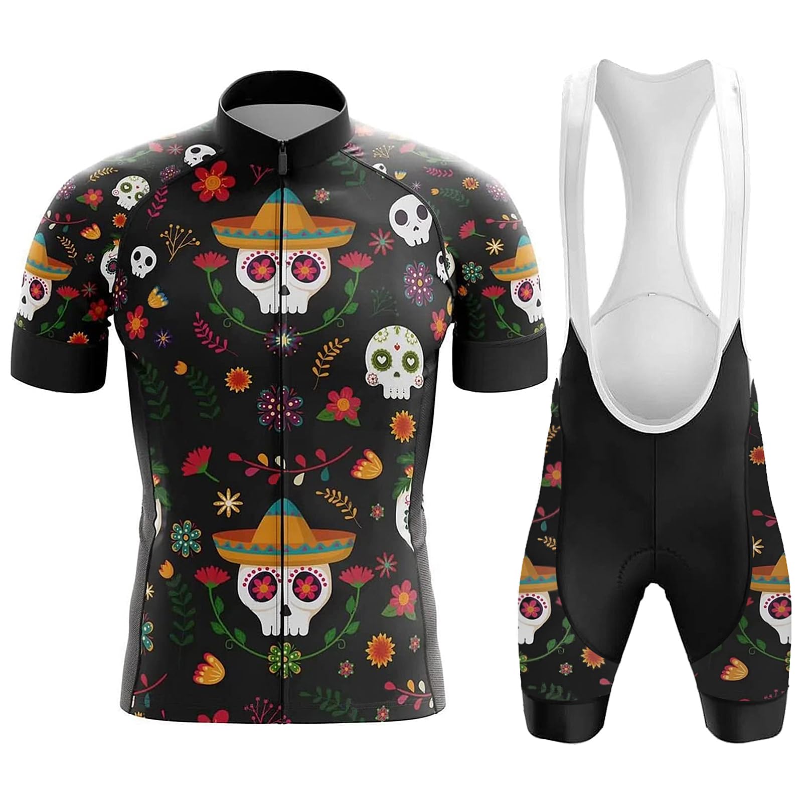Abbigliamento Ciclismo Uomo Completo Bici MTB Estivo Tuta Ciclista Manica Corta,Maglietta Bicicletta Shirt e Salopette Pantaloncini con 19D Gel Imbottiti,Maglia Ciclo Asciugatura Rapida Traspirante