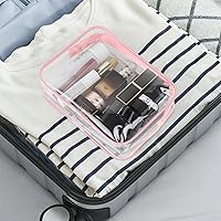 Vista 7 de Wedama Bolsa de aseo aprobada por la TSA, 4 bolsas de cosméticos con cremallera, accesorios de viaje de aeropuerto, bolsas de maquillaje de PVC