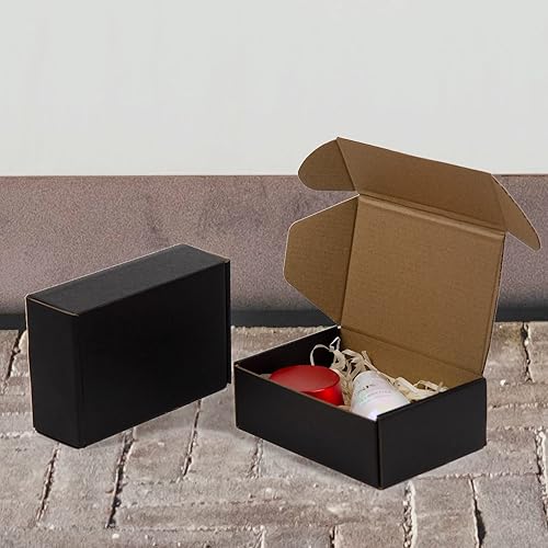 Vista 5 de 6x4x2 Inches Shipping Boxes Pack of 25, Packaging Corrugated Cardboard Mailer Boxes for Small Bussiness, Black