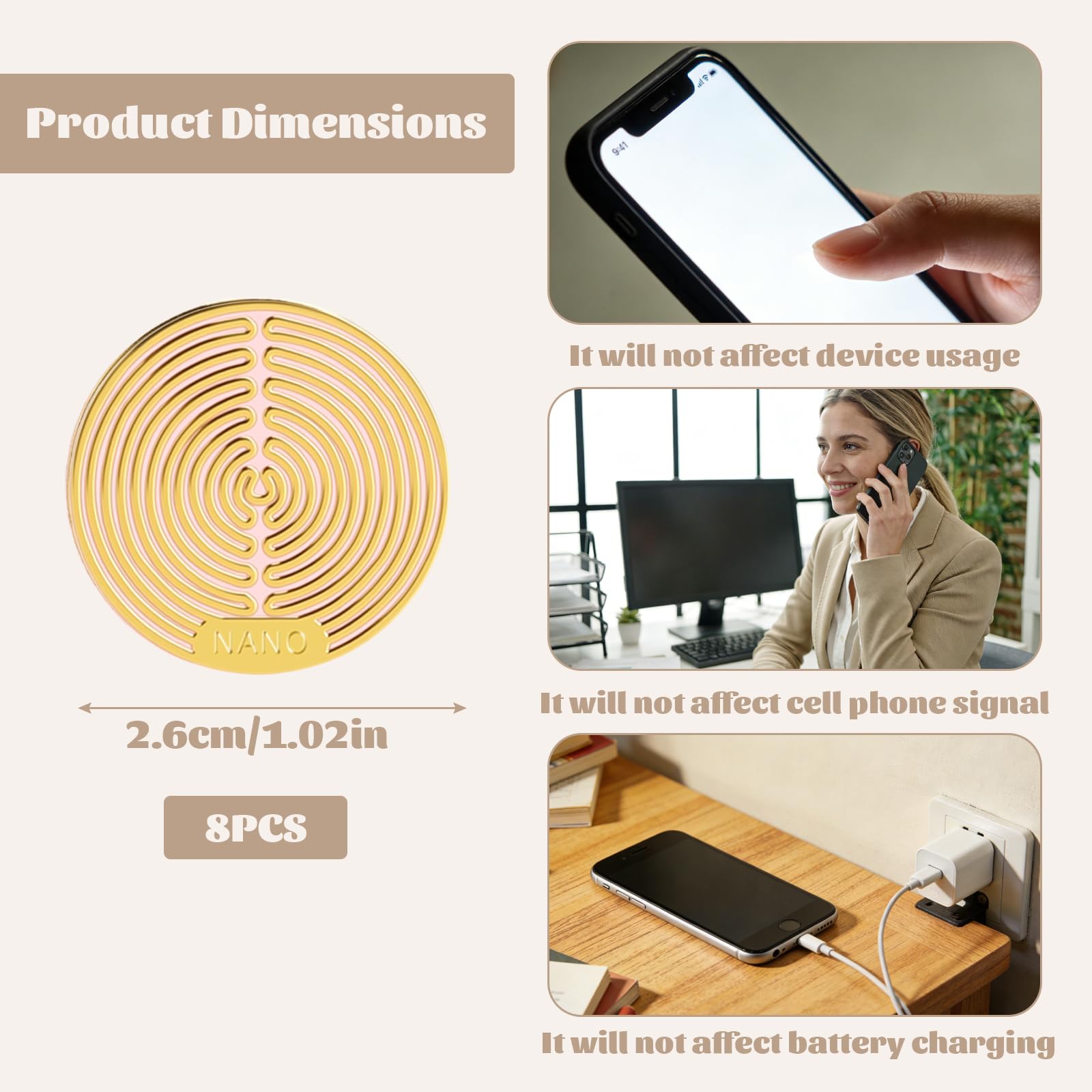 8 sztuk naklejek na telefon komórkowy na komputer, naklejki blokujące EMF, skutecznie blokują produkty elektroniczne, naklejki na telefony komórkowe, tablety, telewizję