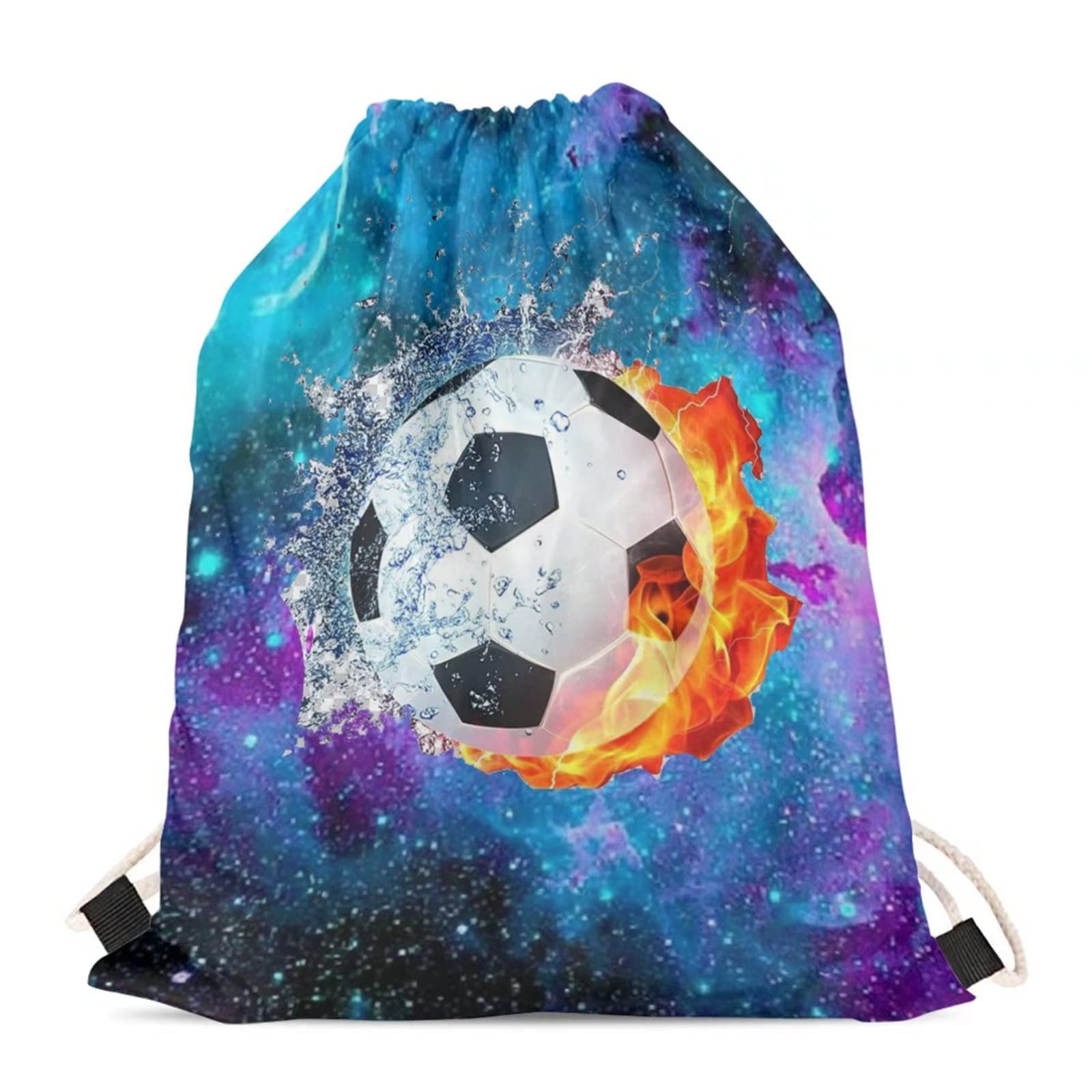 BYCHECAR Football Pe Bag for Boys Swim Bags Kids Galaxy Drawstring Bags Girls Gym Draw String Sack Men Women Travel Beach Sport Waterproof Backpack