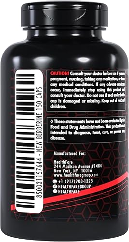 Miniatura 3 de Healthfare Berberina con canela de Ceilán 5000 mg - 150 cápsulas - Salud cardíaca y apoyo inmunológico, sin OMG, sin gluten, suministro de 5 meses,