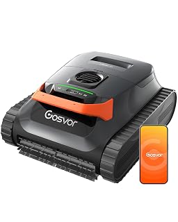 (2026 Neu) Gosvor Poolroboter Wand und Boden, Wasserlinie, Flachzone 4-in-1, Bis zu 200 Min. Laufzeit, Leichtgewicht 6,9 KG, 3μm Ultrafeiner Filter, Poolsuager Akku für Pools bis zu 200 m², Orange - Amazon product rated Grade A
