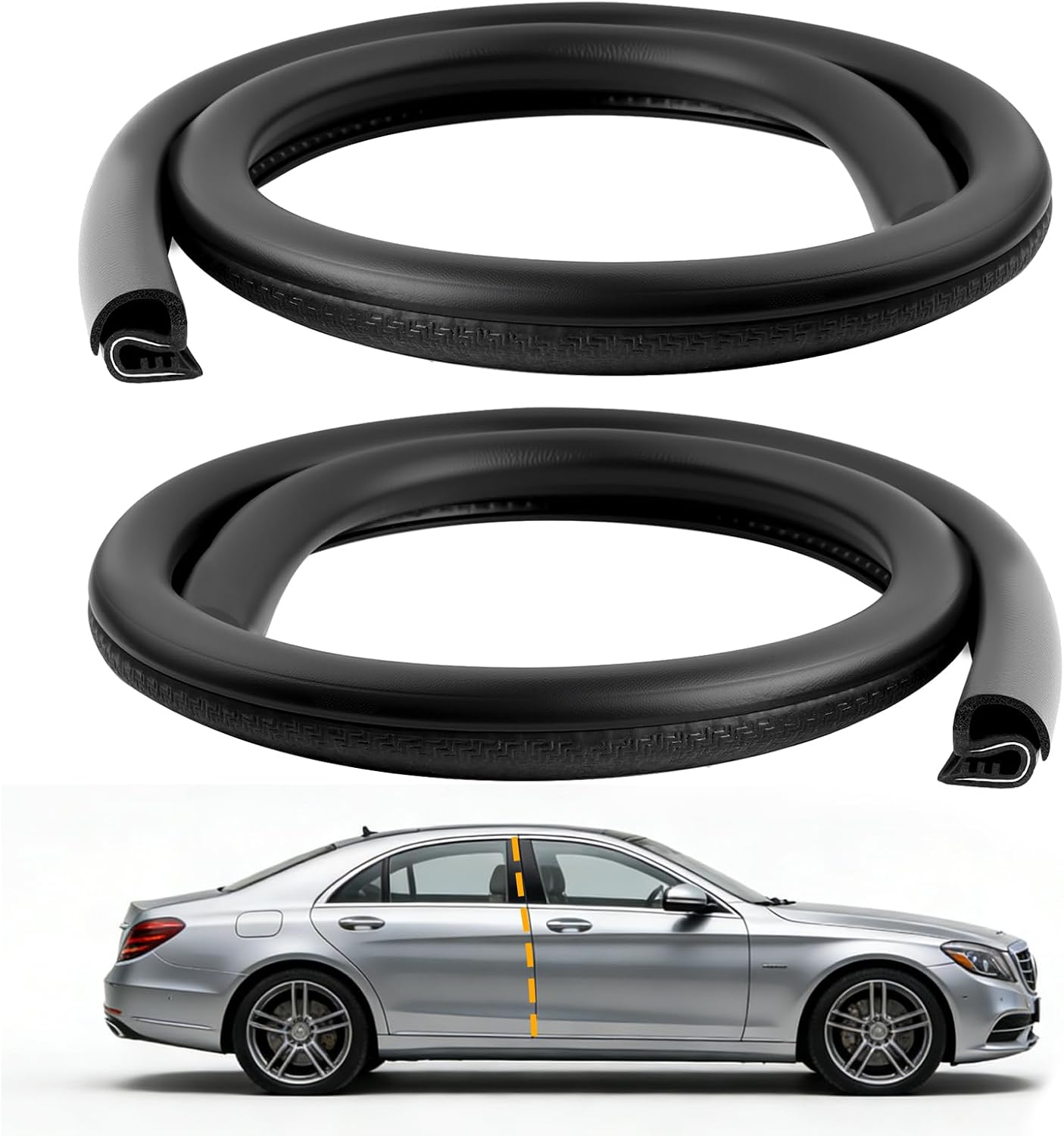 2PCS 2.62Ft Car B Pillar Sealing Strip,Soft Car Door Seal Strip with Open-Ended & U-Shaped Steel Strips Design,Adjustable Rubber Seal Strips Kit with Towel Cars Accessories