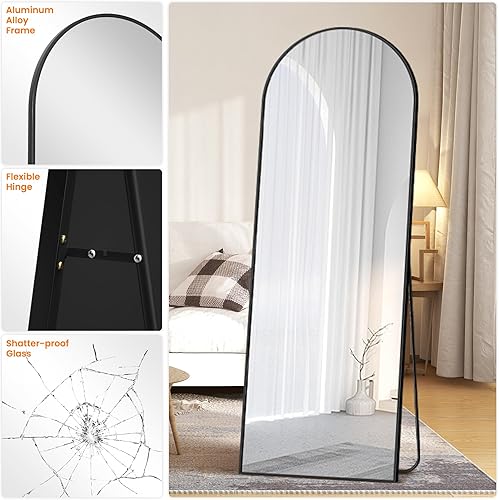 Miniatura 32 de Espejo de baño arqueado para pared, espejo para tocador, espejo grande de 38 x 26 pulgadas, marco de metal (38 x 26 pulgadas, dorado) Dorado,Negro