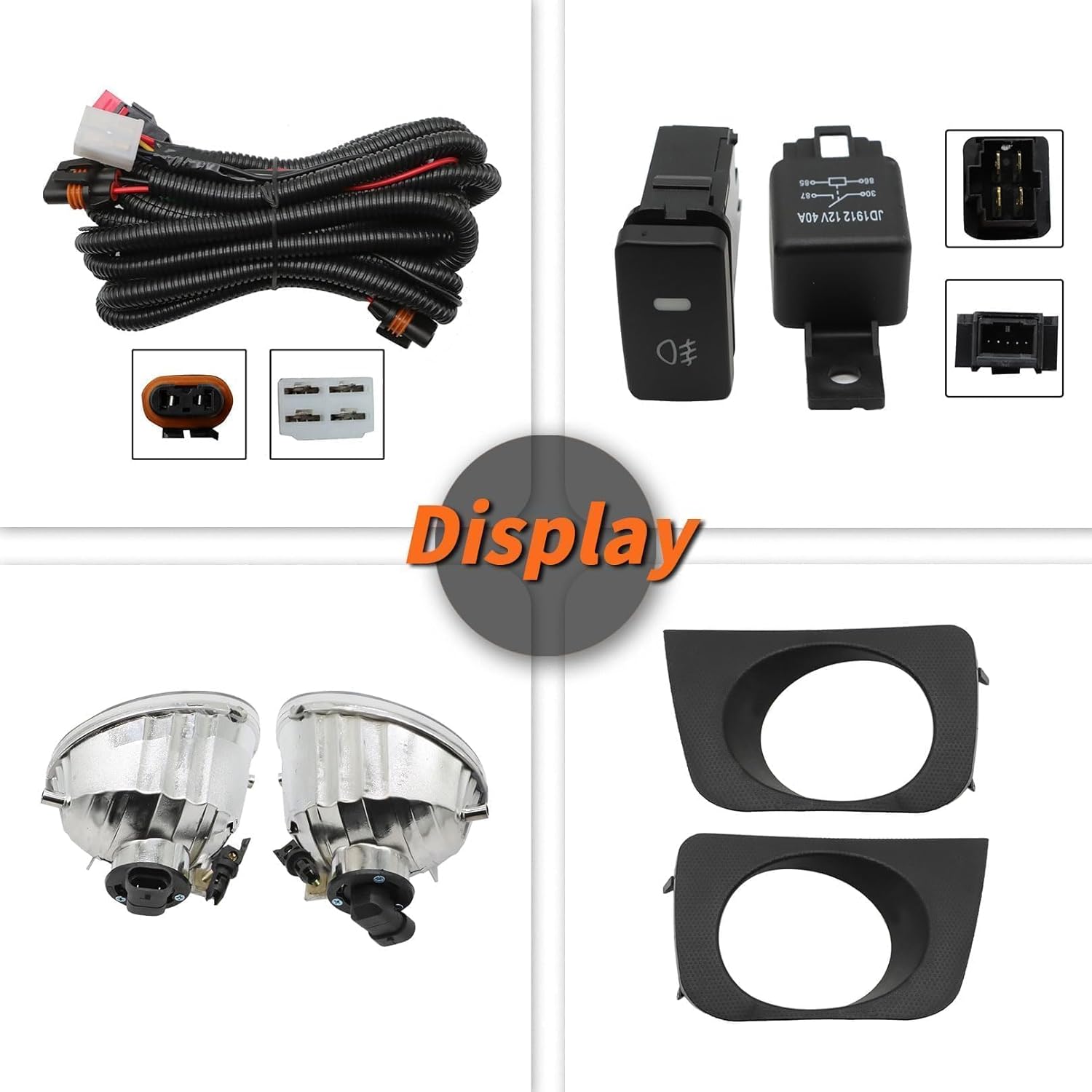 Fog Lights Assembly Compatible with 4Runner 2006 2007 2008 2009 Left and Right Side Clear Lens Bumper Lamp W/Switch & Wiring and 9006 Halogen Bulbs 8121142061 8122142061