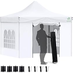 Paneles De Aluminio Para Exteriores VOUNOT Carpa Plegable Gazebo 3x3m con 4 Paredes, Cenador Impermeable Pabellón de Jardín para Camping, Fiestas, Exterior, Color Blanco