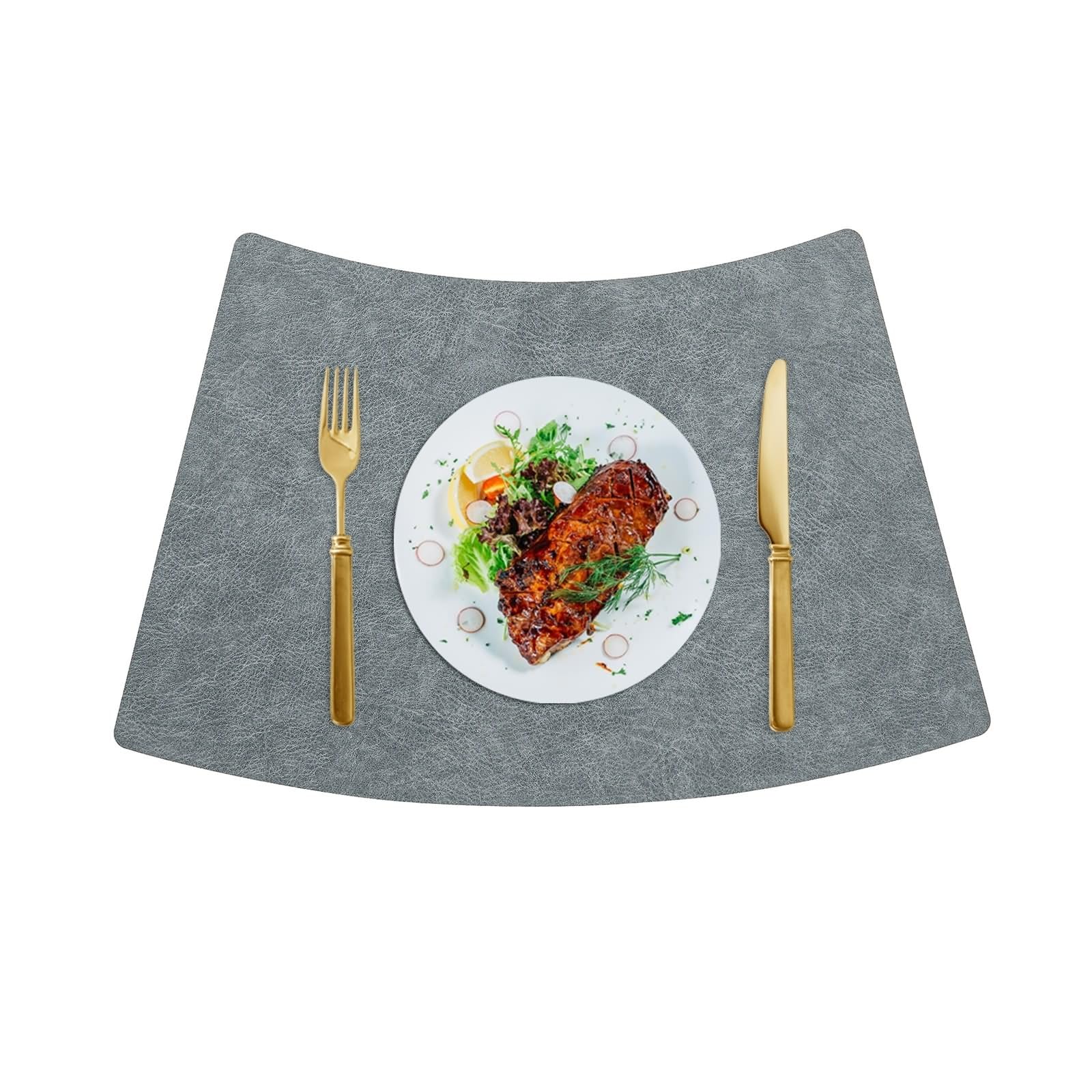 Tisch Platzset Modern 4er Set, Tisch Platzset Grau 30x50cm Wendbares, Einfarbiges Lederimitat PVC Leder