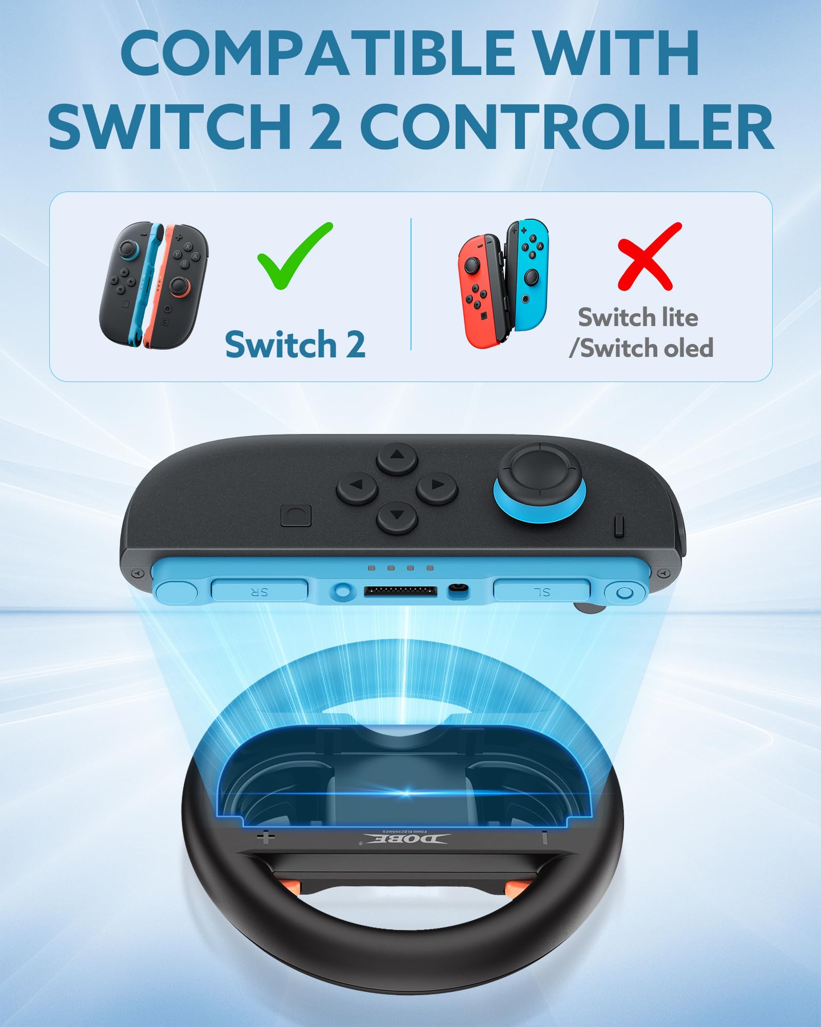 RunSnail Lenkräder für Mario Kart Switch 2 OLED JoyCons, JoyCon Racing Wheels für Mario Kart 8 Deluxe, Switch Lenkrad Joycon 2 Controller Rennzubehör (2Pcs Schwarz)