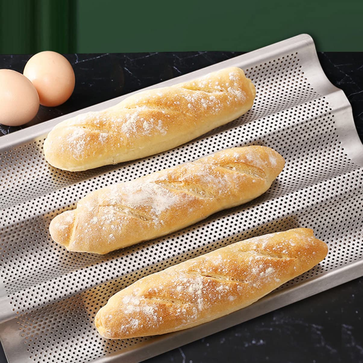Gatuida 2 Moldes para Hornear Baguettes Antiadherentes y Fáciles de Limpiar de Acero Inoxidable Diseño Ondulado Ideales para Panadería y Repostería Casera