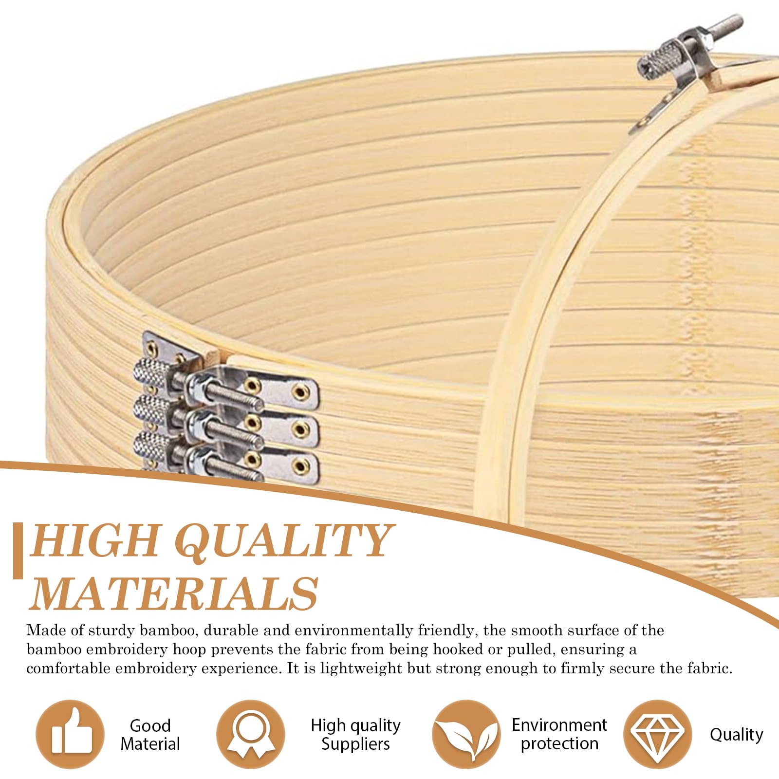 GOEDCH Bastidor para Bordar de Bambú: 5 Piezas Aro de Bordado de Madera para Punto de Cruz, Bastidores para Bordar Redondos, 20cm, 23cm Bastidores de Bordado Redondos de Bambú, para Artesanía, Bordado