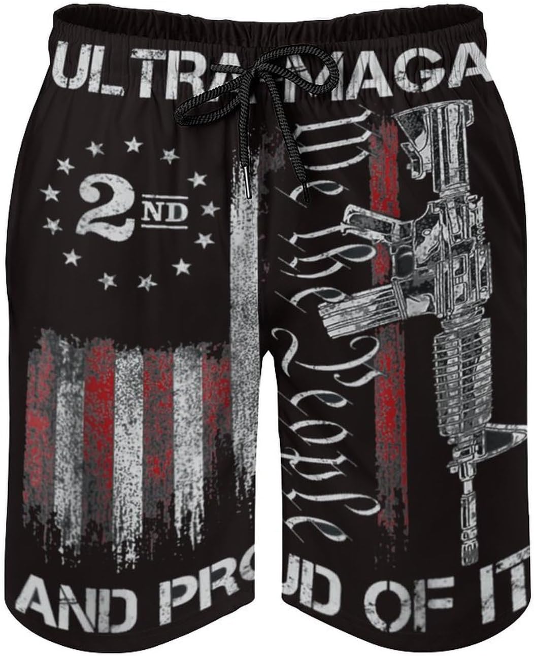 Trump Board Shorts Ultra MAGA - We The People Proud Republican USA Flag Swim Trunks Soft Beach Shorts L