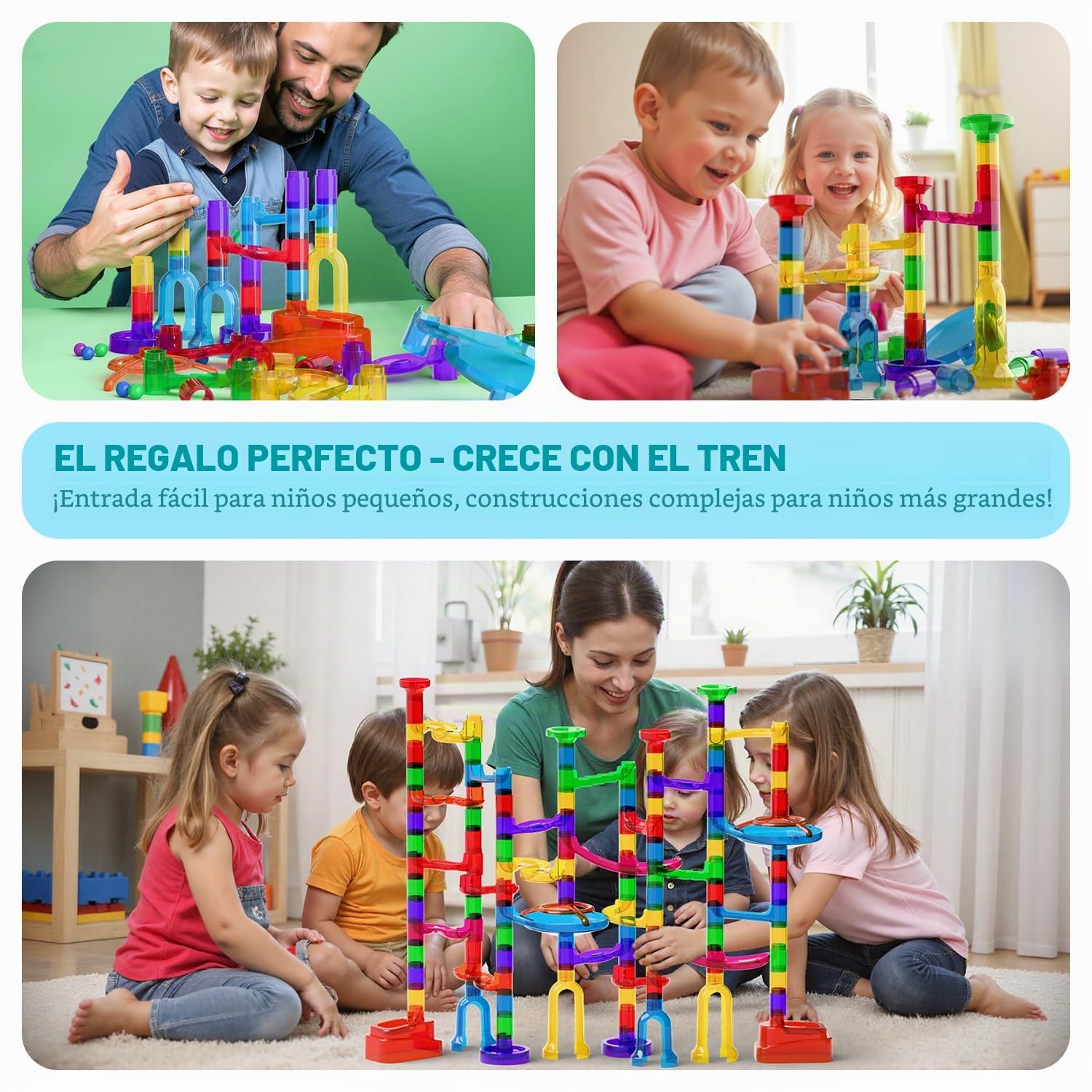 Circuito Canicas 150 Pcs Multicolor Transparente Marble Rush Juego Educativo Stem Construcciones para Niño Juguetes Niña Niño 3-12 Años Regalo Navidad Cumpleaños