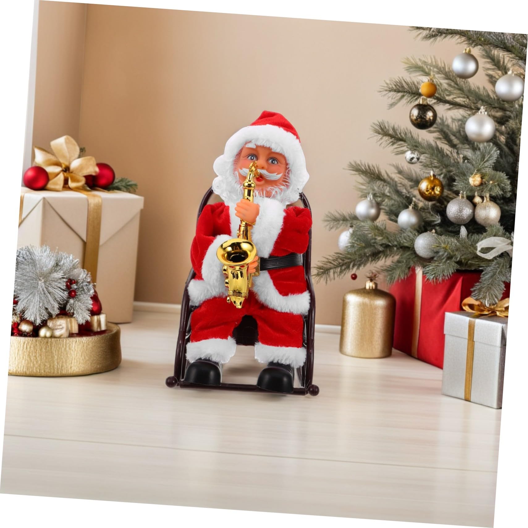 BESPORTBLE Juguete de Papá Noel Eléctrico con Música y Sazón Pequeño Muñeco Decorativo para Fiestas de Navidad Hogar y Juguetes Creativos de Temporada