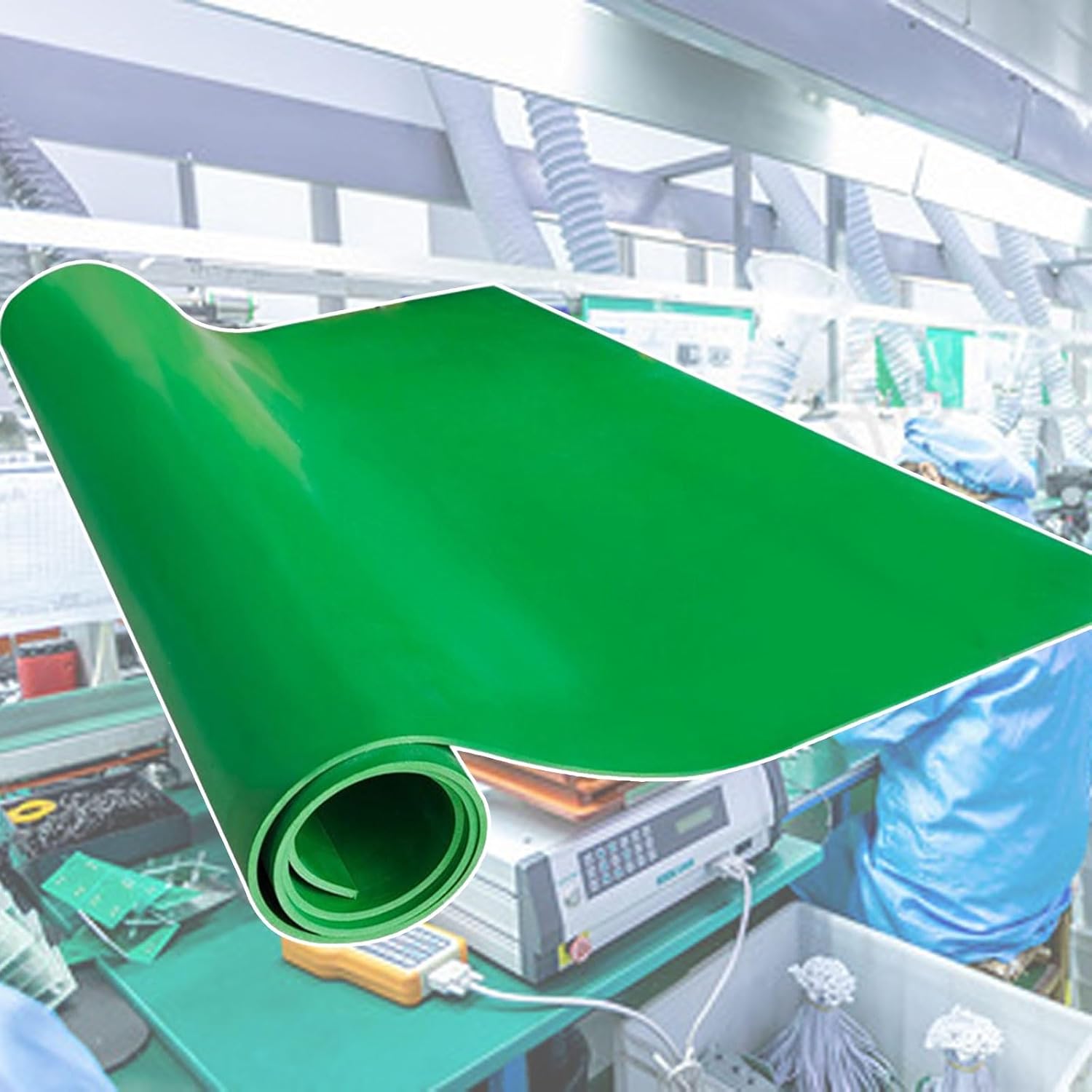 Insulating Rubber Floor Mats, Workbench, Commercial Floor mats & Matting, Heated mats for walkways, Desk mat, Mats for Home Commercial Work Spaces(Green,10mm/0.39in)