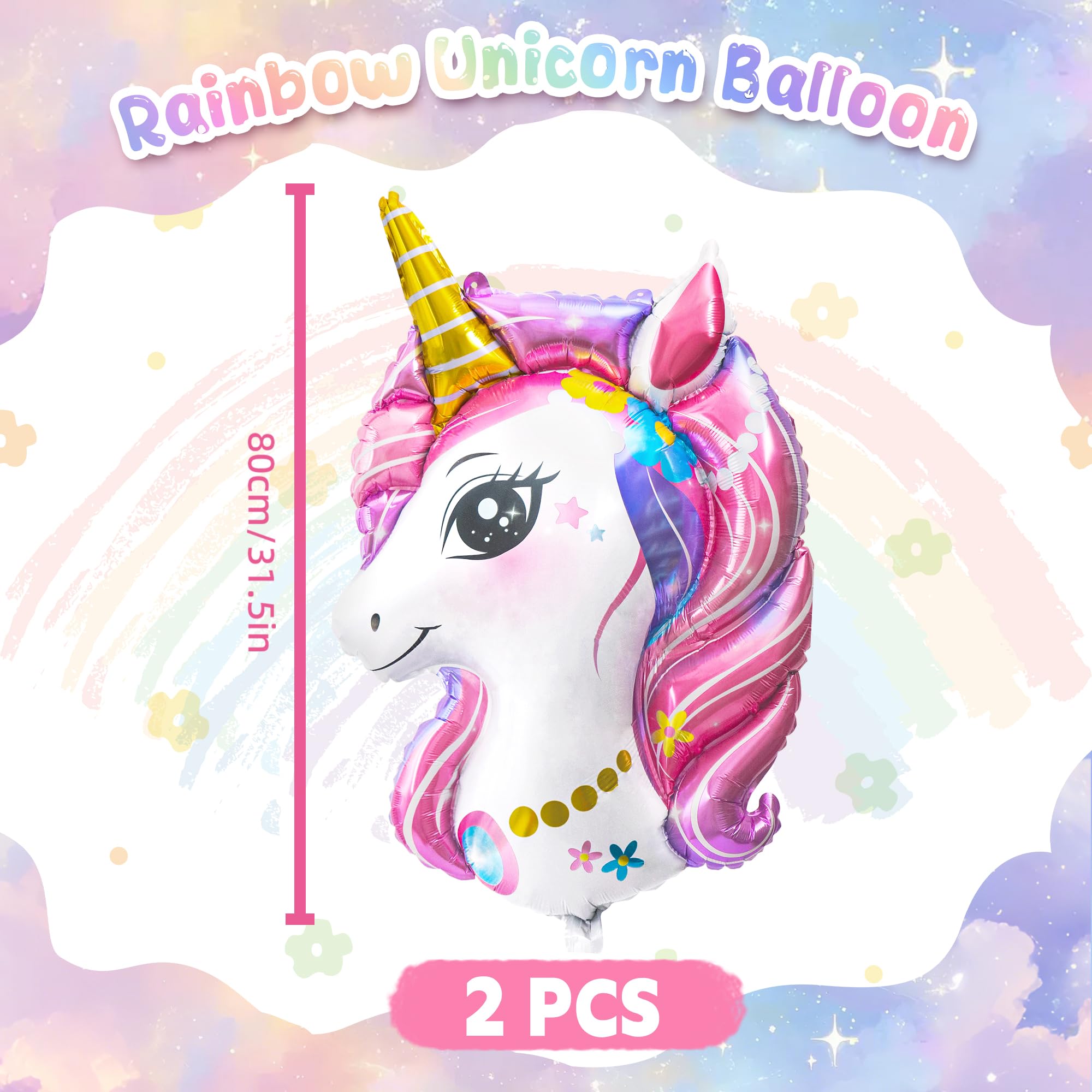 Balony z jednorożcem, dekoracja na przyjęcie urodzinowe dla dziewcząt, duże balony z foliową głową jednorożca, dla dziewczynki, na urodziny, baby shower, ślub, dla księżniczki, artykuły imprezowe (2