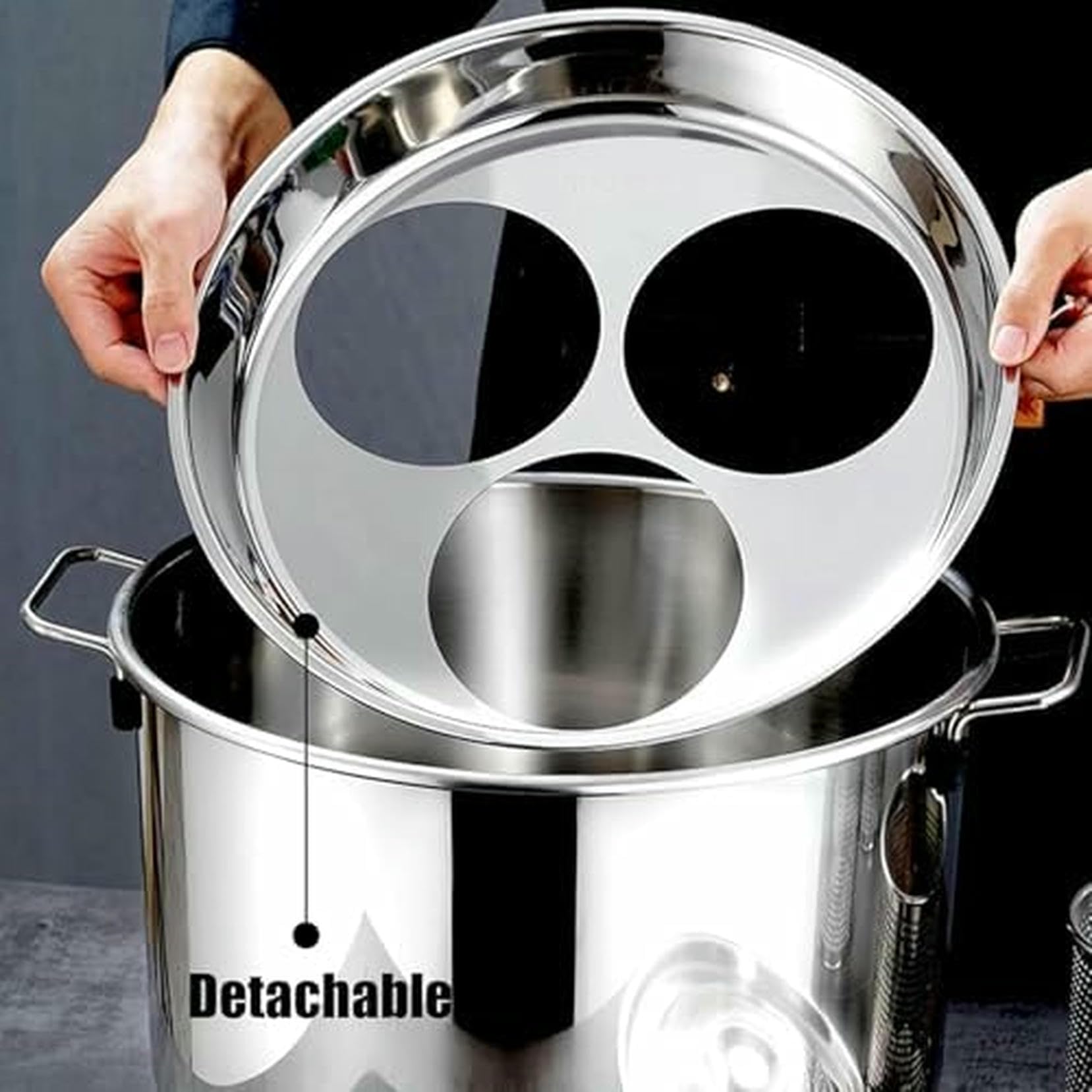 Ollas para Pasta, Olla para Pasta con colador, Olla de Acero Inoxidable para cocinar Fideos y Verduras, 4 ollas para Sopa con Tapa (B 3)