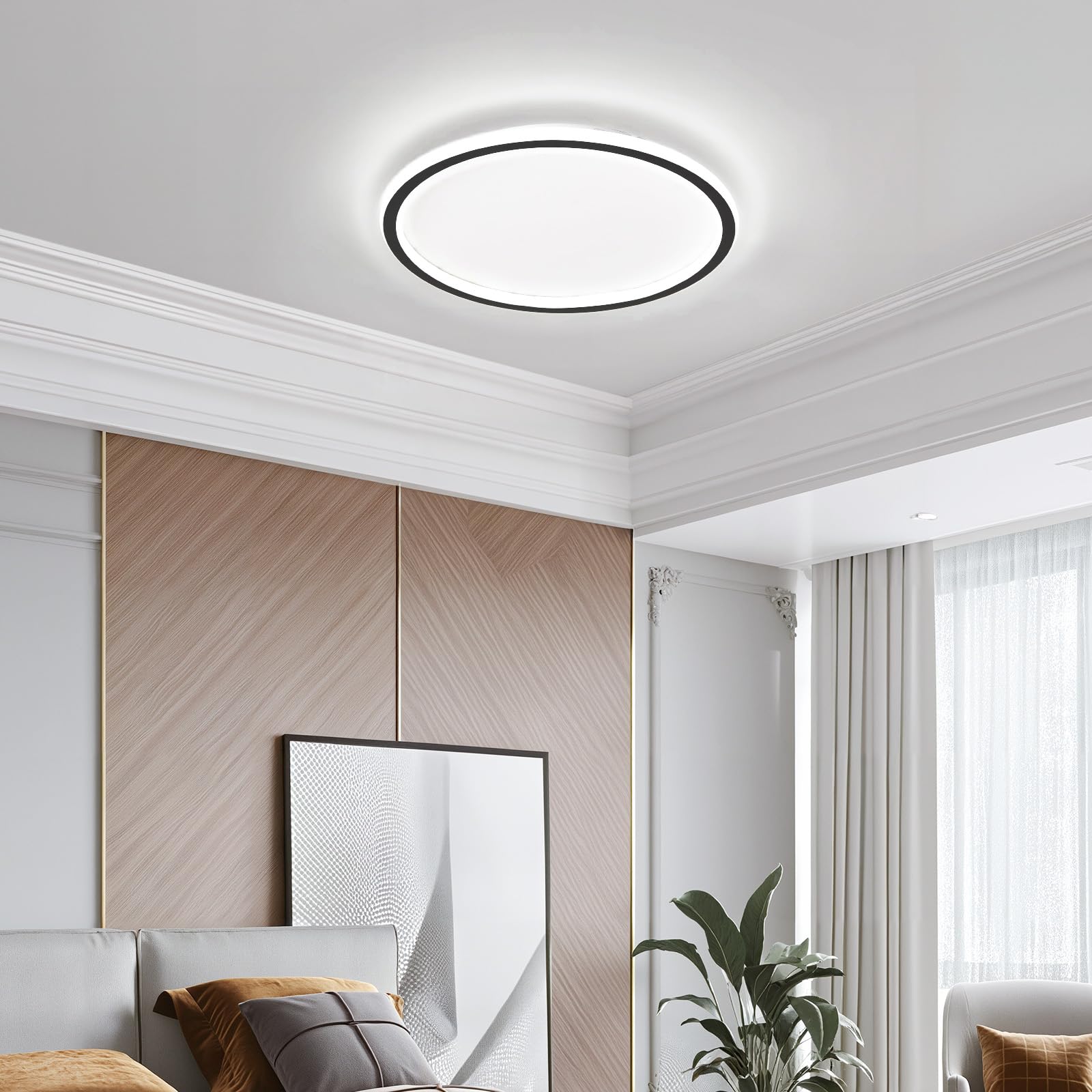 Warmiehomy 40cm LED Ceiling Lights,50W 1500LM Round Modern Ceiling Lamp Cool Light 6000K,Flush Mount Ceiling Light for Living Room,Bedroom,Dining Room,Study Room(White) — image 1
