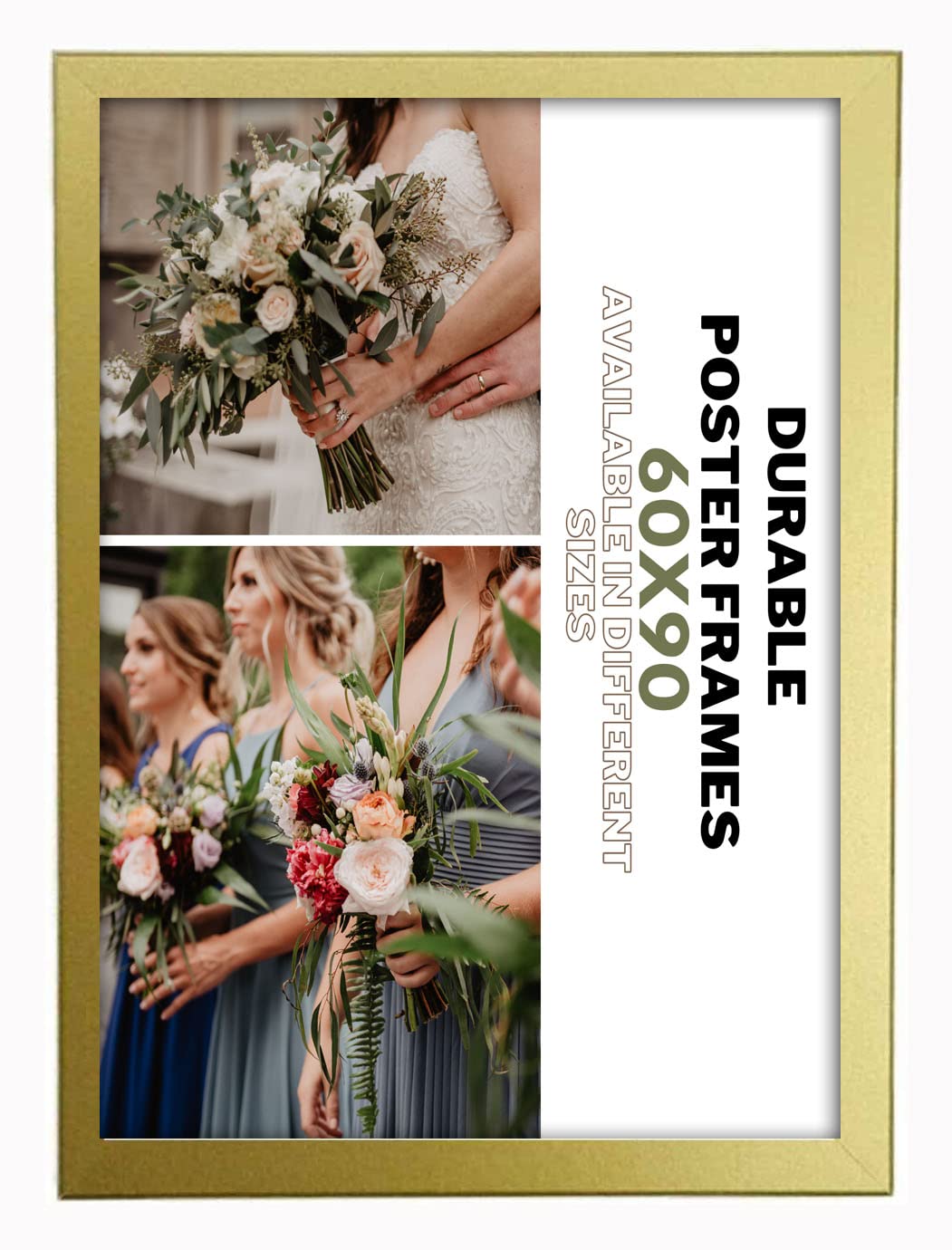 DEALS ON DEAL Durable Modern Gold 60X90 CM Solid MDF Wood Photo Frame, Certificate Frame, Document Frame Solid Wood with perspex glass Safe & Eco-Friendly portrait & landscape for Home & Office