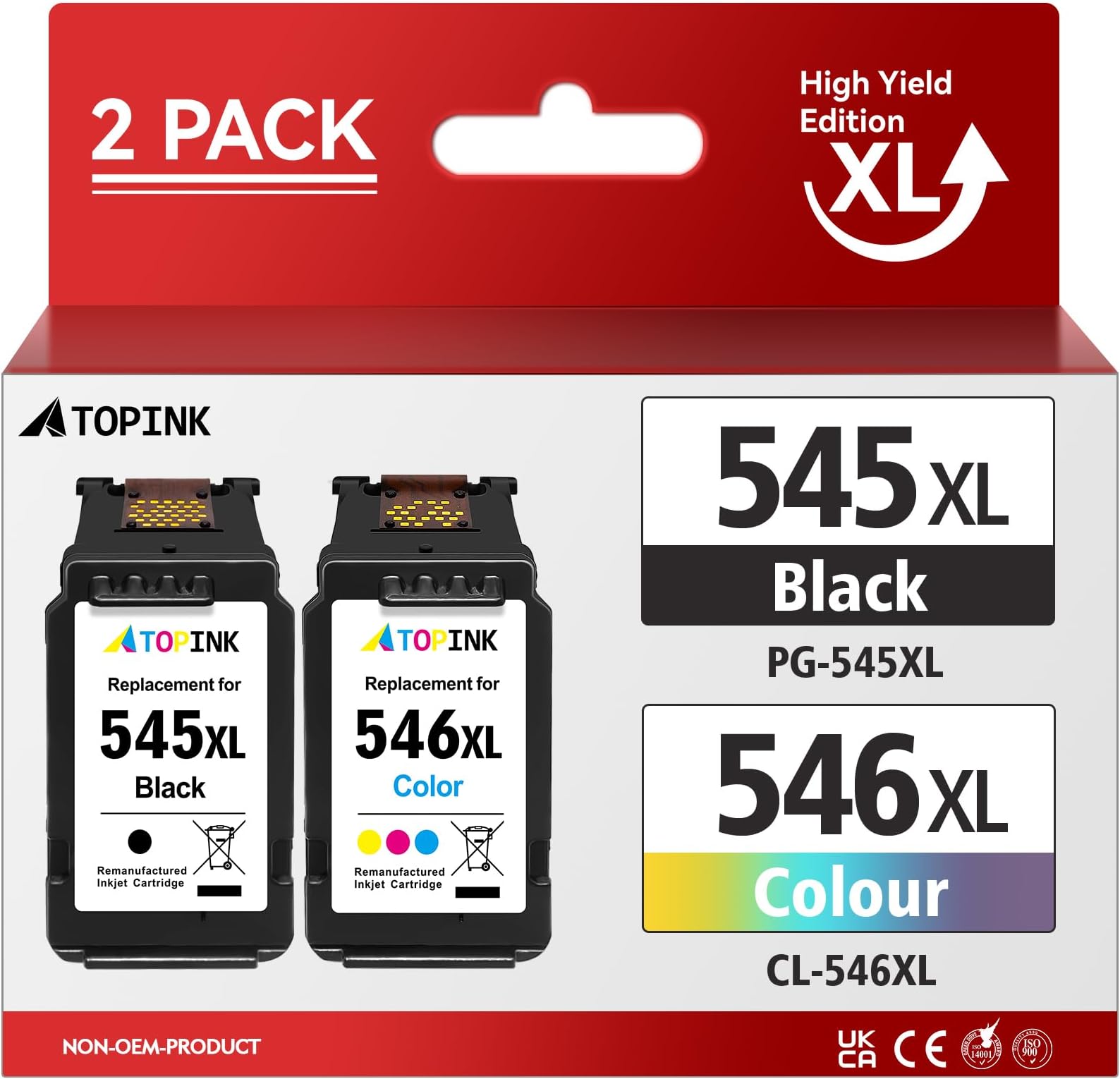 ATOPINK 545 546 Ink Cartridges, Printer Ink 545 546 Replacement for Canon 545 546 Ink Cartridges, PG-545 Black CL-546 Colour XL, for Pixma MX495, TR4550 TR4551, TS3350 TS3150, MG3050 MG2500 MG2550s