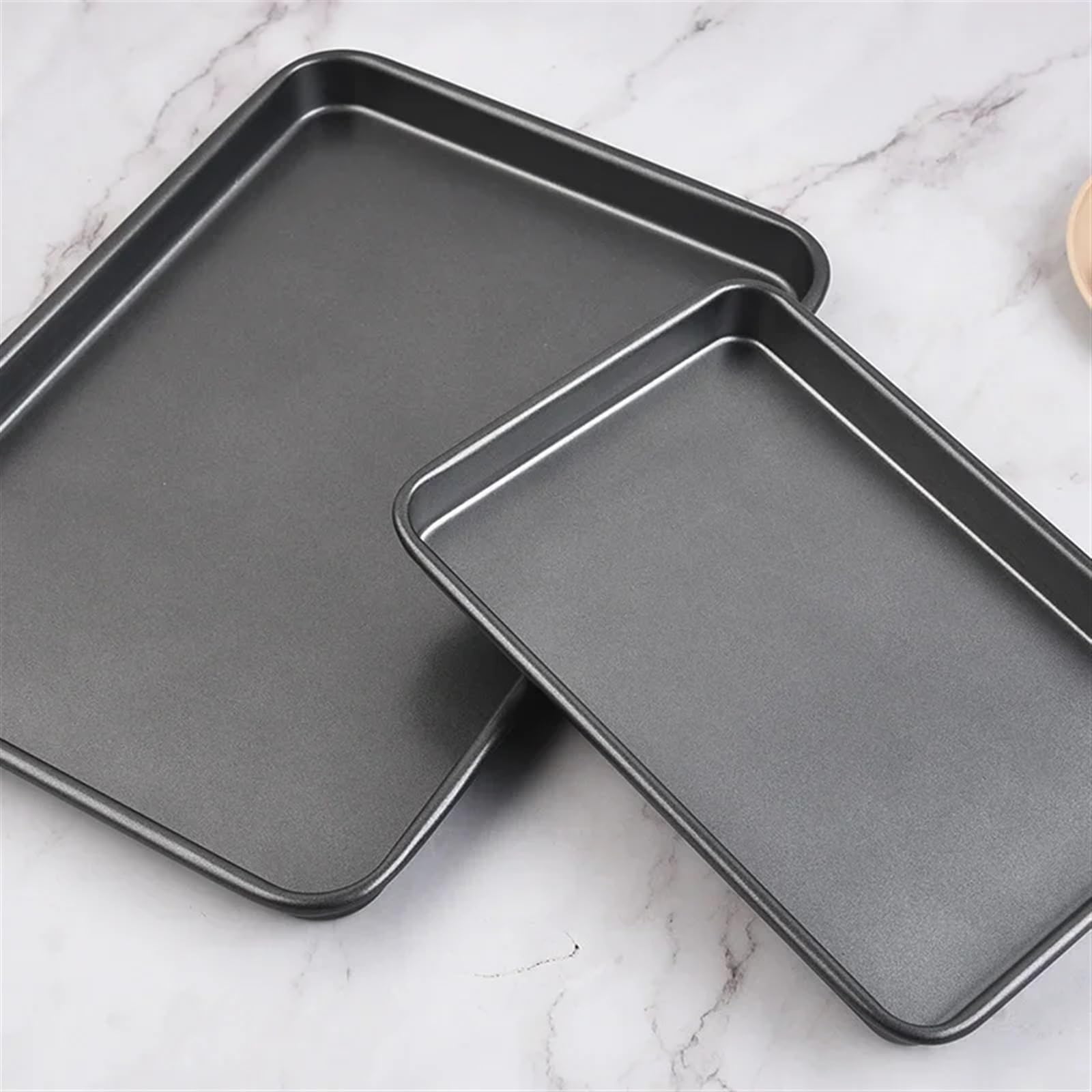 Backblech Rechteckiges Backblech aus Kohlenstoffstahl, antihaftbeschichtet, for Brot, Kuchen, Backblech, Ofen, Schwarz, Backblech, DIY-Backformen for die Küche, 35,6 cm