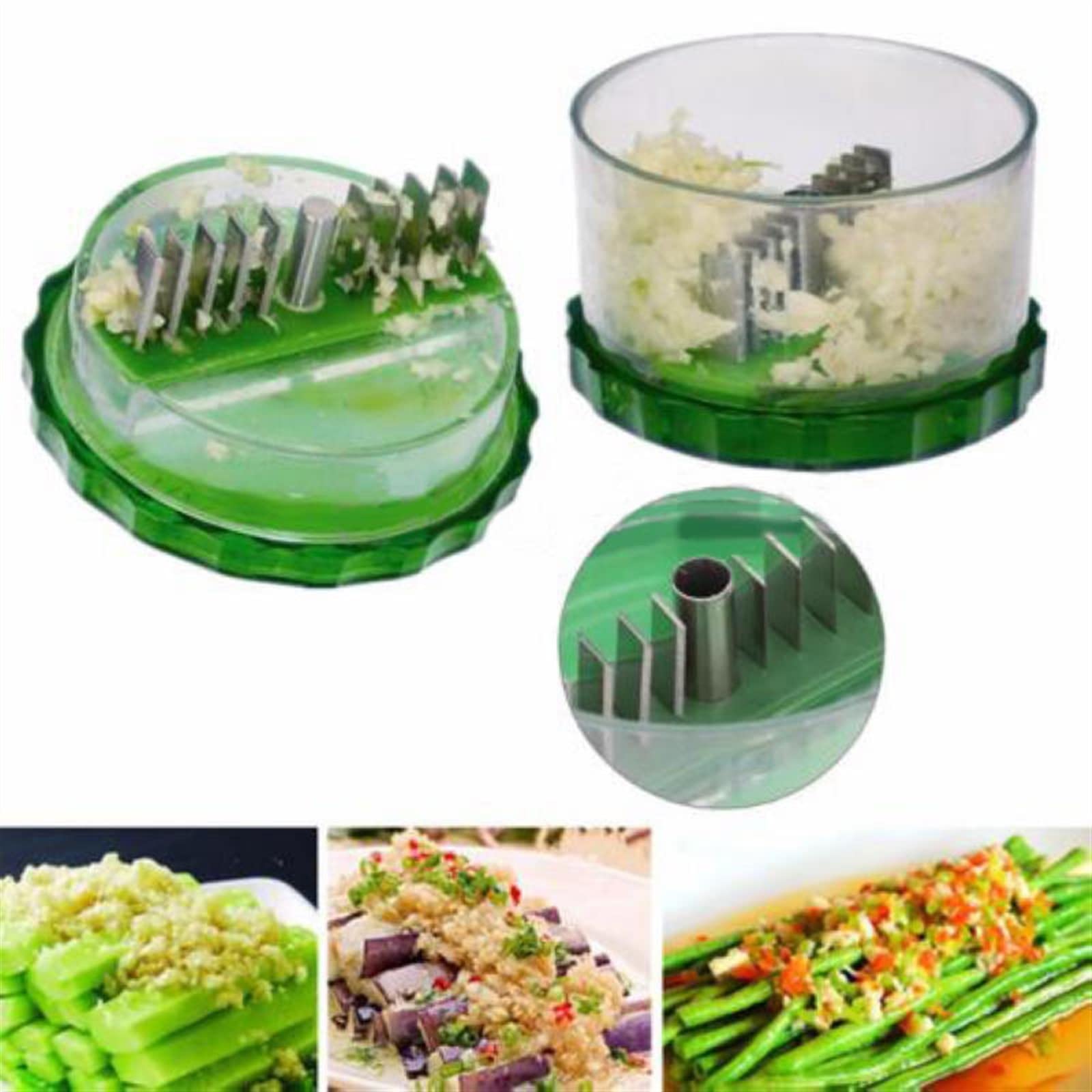 Knoblauchzerkleinerer, Knoblauchpresse, Zerkleinerer, Ingwer-Fleischwolf, Knoblauchreibe, Mini, tragbar, ABS-Edelstahl, Knoblauchpresse, Zerkleinerer, Slicer, Handpresser, Grin