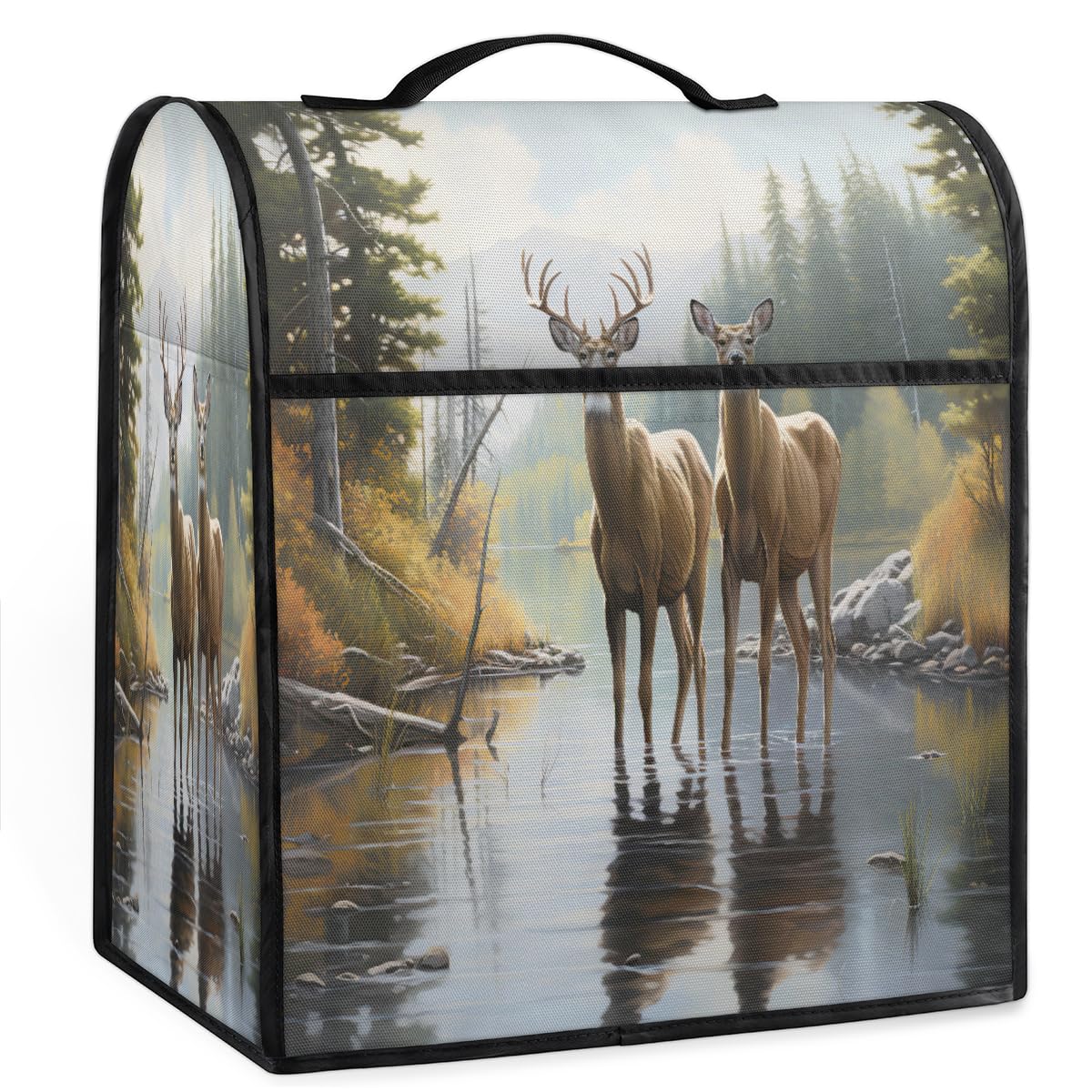 Coffee Maker Cover Animal Deer Kitchen Appliance Covers Small Appliance Covers Blender Cover Juicer Cover Dust Covers for Kitchen Appliances with Top Handle and Pockets,Washable,C263