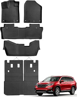 Car Floor Mats for Honda Pilot 2016-2022 8 Seats (No Elite), Black