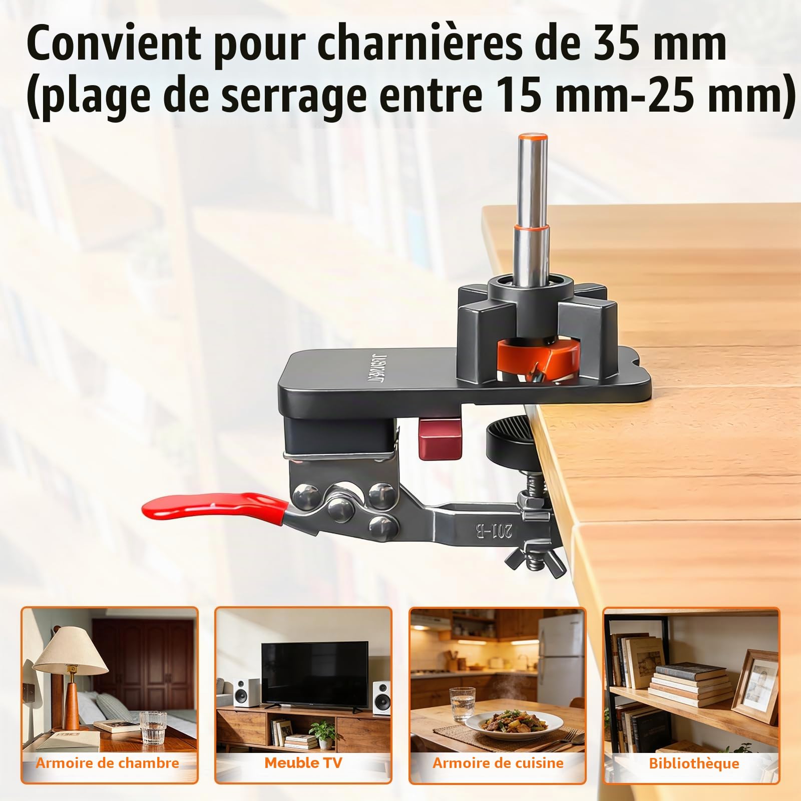 35mm Gabarit de Percage Charniere, Caché Gabarit de Charniere MatéRiau en Alliage D'Aluminium Convient Aux Meubles en Bois Aux Armoires et Aux Penderies