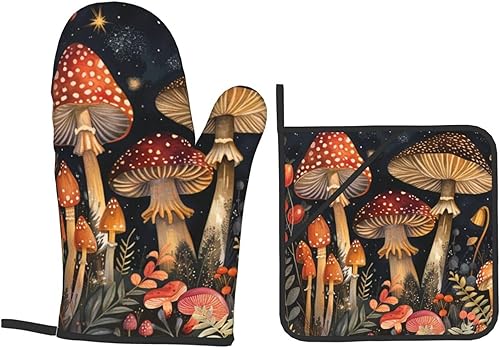 Miniatura 44 de Manoplas de horno y soportes para ollas, arte de mármol blanco y dorado, juego de 4 guantes de cocina resistentes al calor, antideslizantes