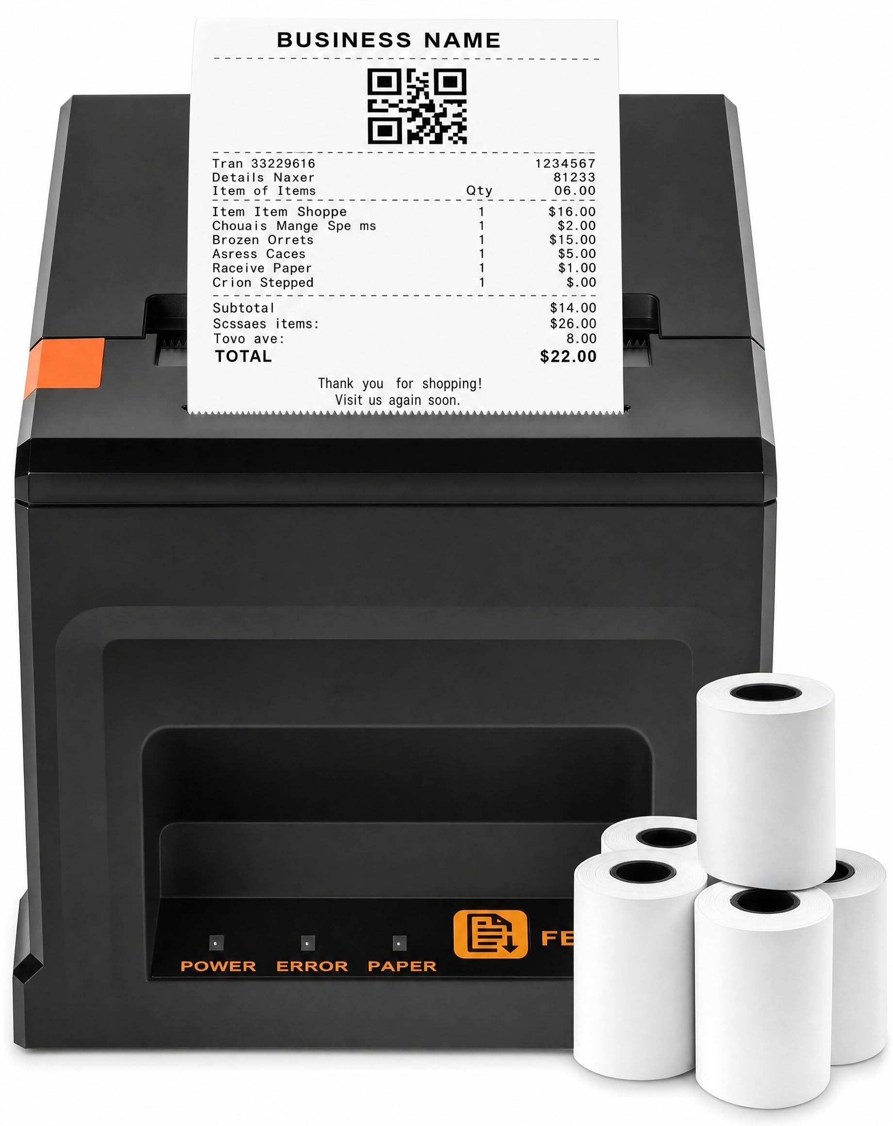 Stampante termica USB da 80 mm per ricevute di cassa – velocità massima di 300 mm/s, alimentazione auto, facile configurazione Windows per gastro e vendita al dettaglio (POS)