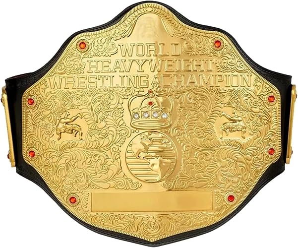 Big Gold Championship Title Replica - World Heavyweight Championship Replica - Adult Wrestling Belt Leather Adjustable Strap Champ Belts