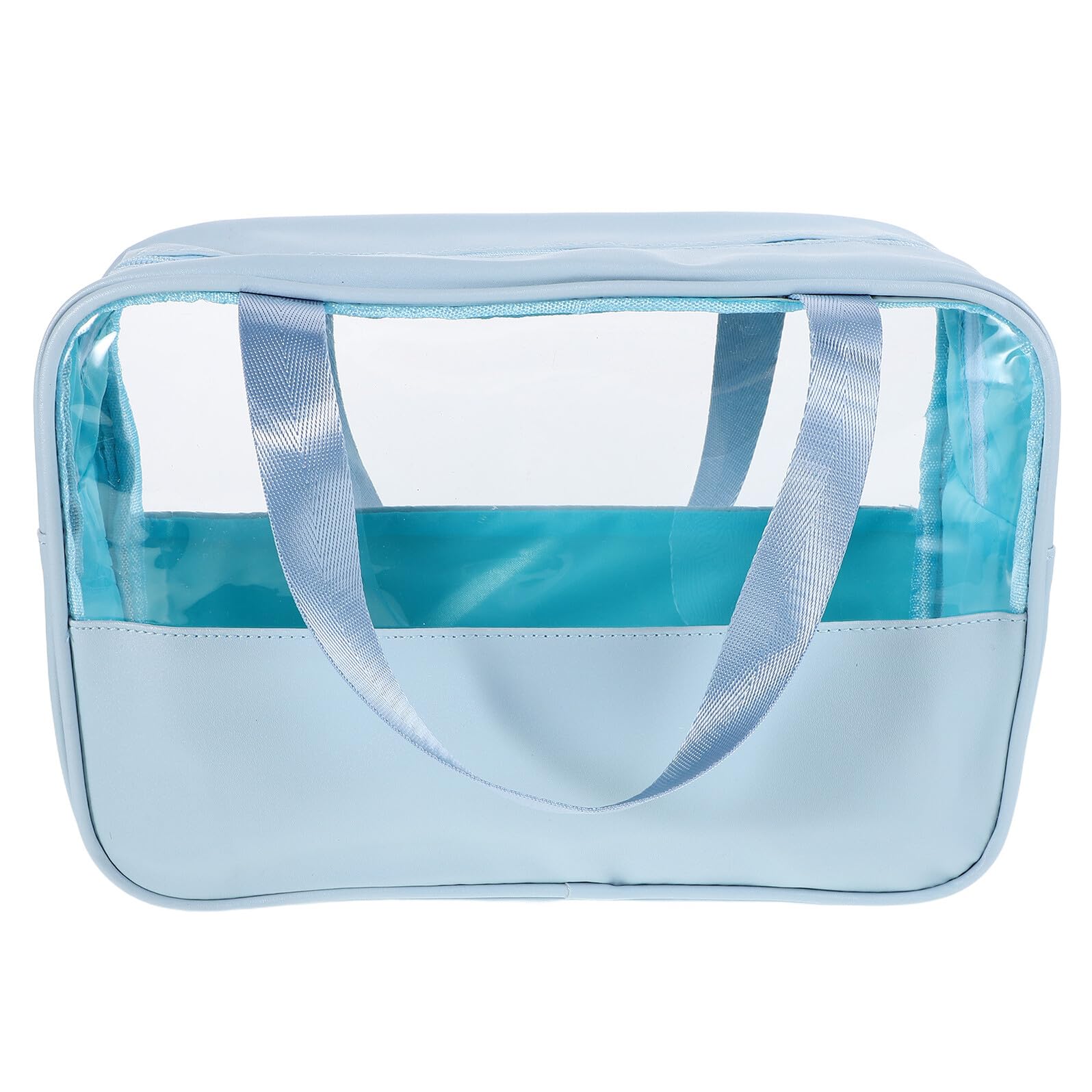 4 Piezas Bolso de Cosméticos Bolsas de Maquillaje para Mujeres neceseres Transparentes para Bolsas de Aseo de Bricolaje Escolar Cuero PU Azul