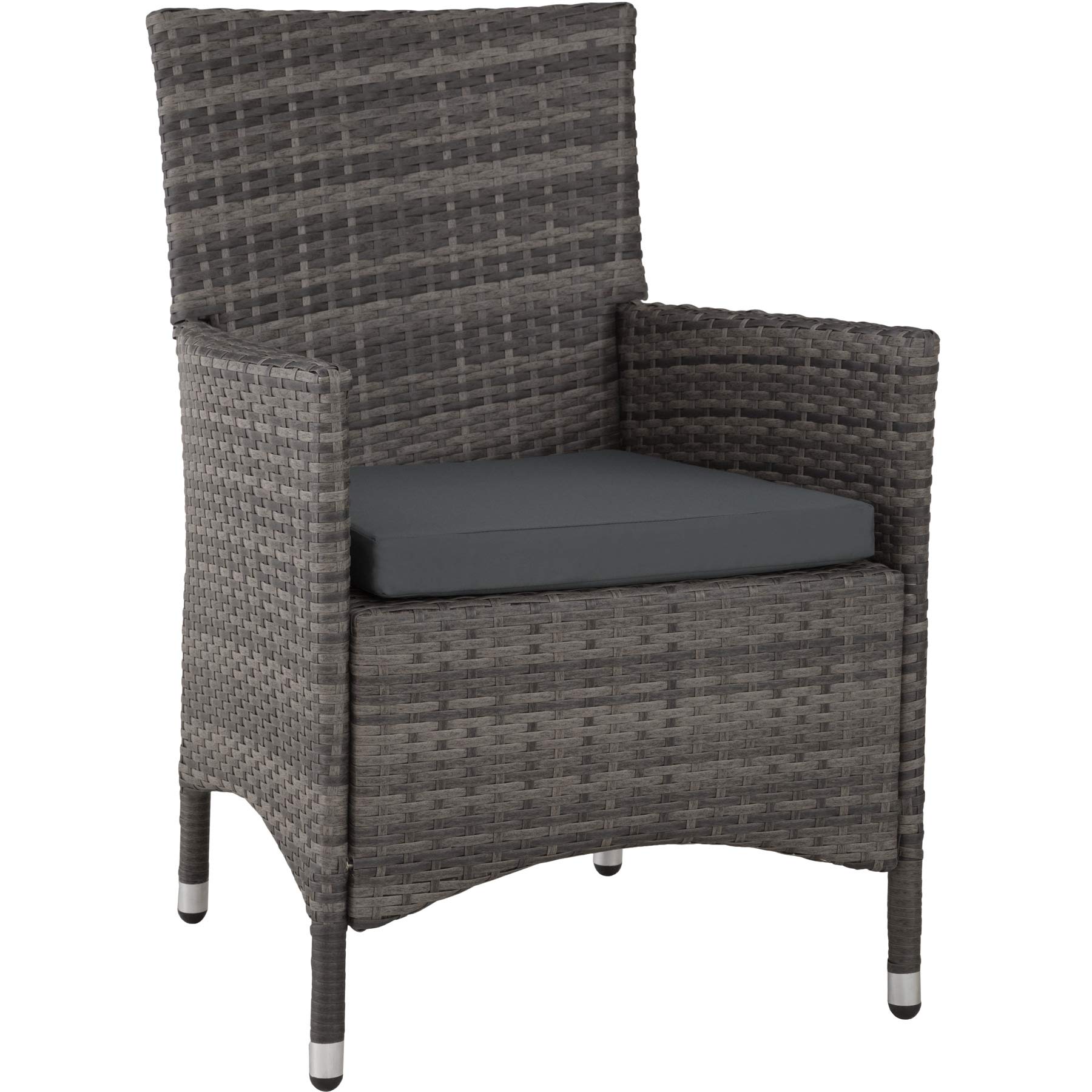 tectake® Wicker Tuinset Bistroset Hamburg - Aluminium Balkonset - 2 Stoelen/1 Tafel met Glasplaat - diverse kleuren (zwart