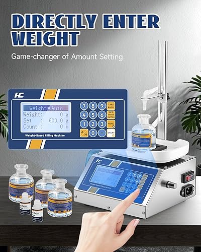 Miniatura 4 de Hanchen Máquina de llenado de líquidos Máquina de llenado de botellas Bomba peristáltica Máquina embotelladora de 0.11-3.53 oz para pesaje de