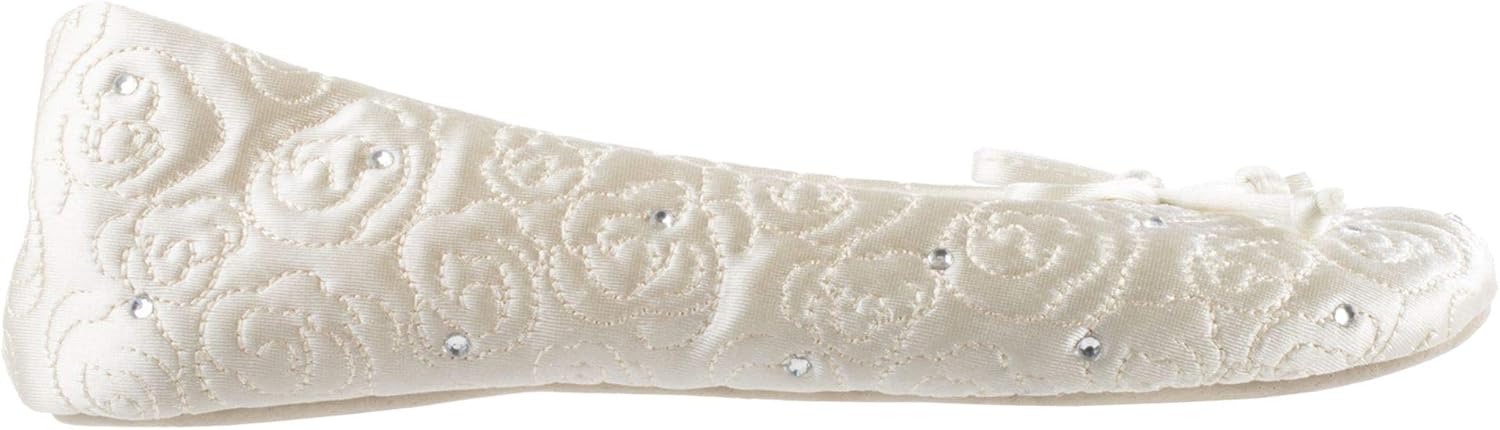 Isotoner womens Ballerina Slippers With Terry Lined and Rose QuiltBallet Flat - Image 5