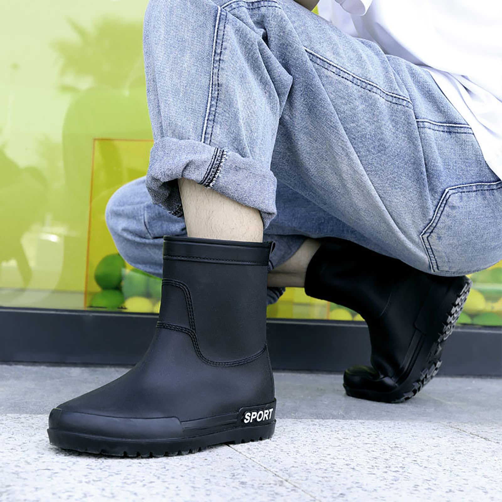 Botas de lluvia para hombre, botas de lluvia para hombre, botas de lluvia impermeables, botines de goma, botines de goma, botines de goma, antideslizantes, botas de jardín, zapatos de goma para