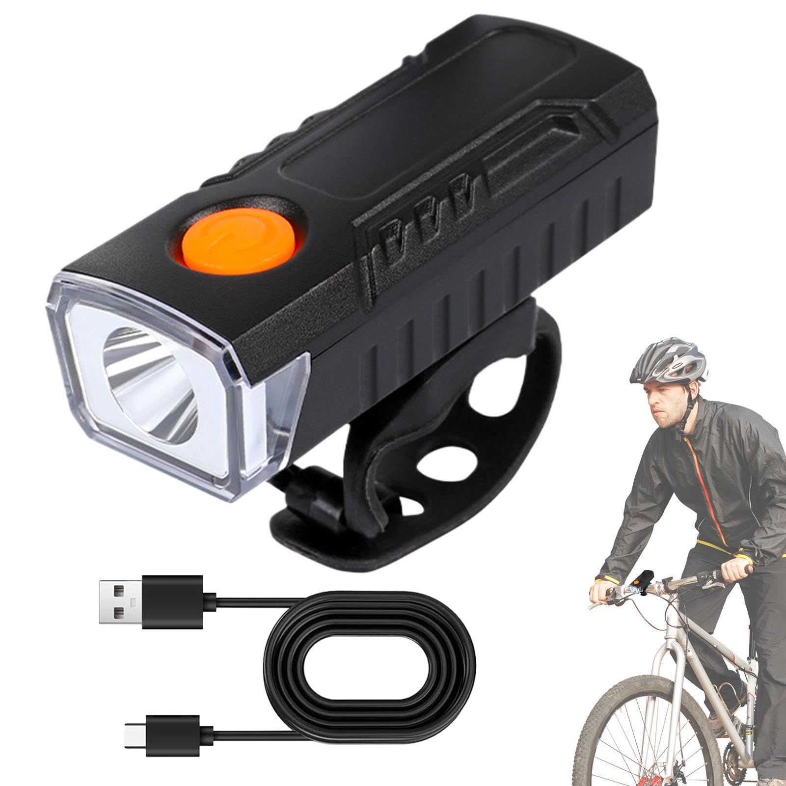 LED-Fahrradscheinwerfer – Fahrradbeleuchtung mit integriertem wiederaufladbarem Akku für Radfahren auf Straße und Berg, Sicherheitslicht mit hoher Helligkeit für Nachtfahrten und