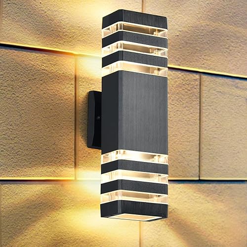 Lámpara de pared moderna para exteriores, lámpara exterior de montaje en pared, luces exteriores negras para casa, luces exteriores de aluminio