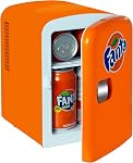 Fanta Mini Fridge - 8 Can Refrigerator for Bedroom Skincare Office, Portable Table Top Beverage Cooler, 12V 110V Refrigerador For Drinks, Soda, Wines, Breast Milk, Use In Car, Dorm, Outdoor, Patio