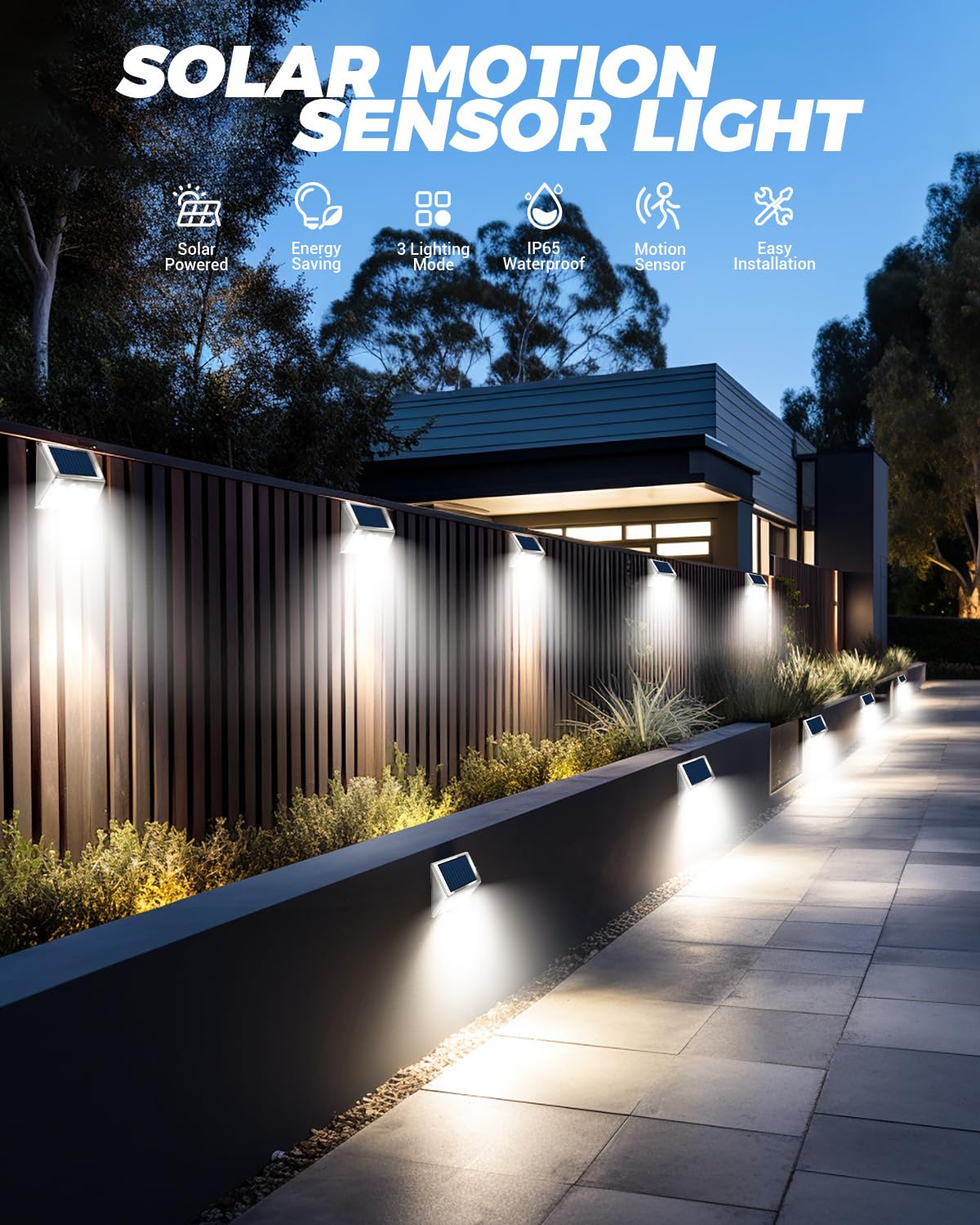 vighep Solar Lights Outdoor Motion Sensor- Stainless Steel Led Security Lights IP65 Waterproof, 3 Lighting Modes - Image 4