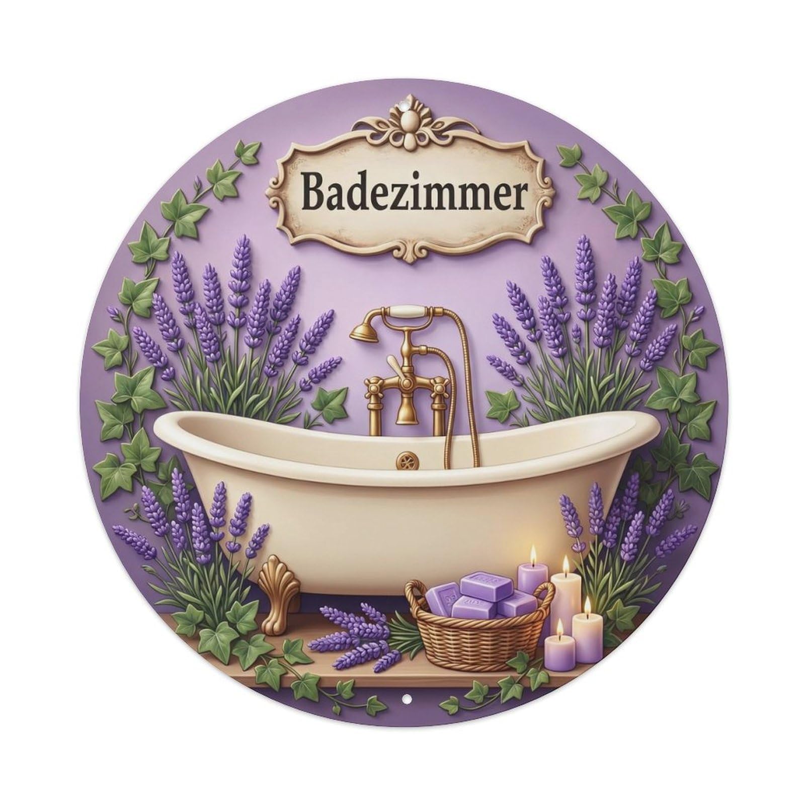 Tgrcjimh Style. Bathroom Violet Round Bathroom Metal Tin Sign