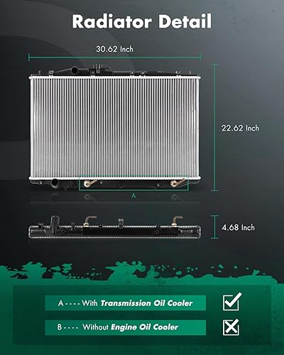 Vista 482 de SCITOO Reemplazo completo del radiador de aluminio para 1993-1998 para Toyota para T100 2.7L 3.0L 3.4L 2090 Radiador