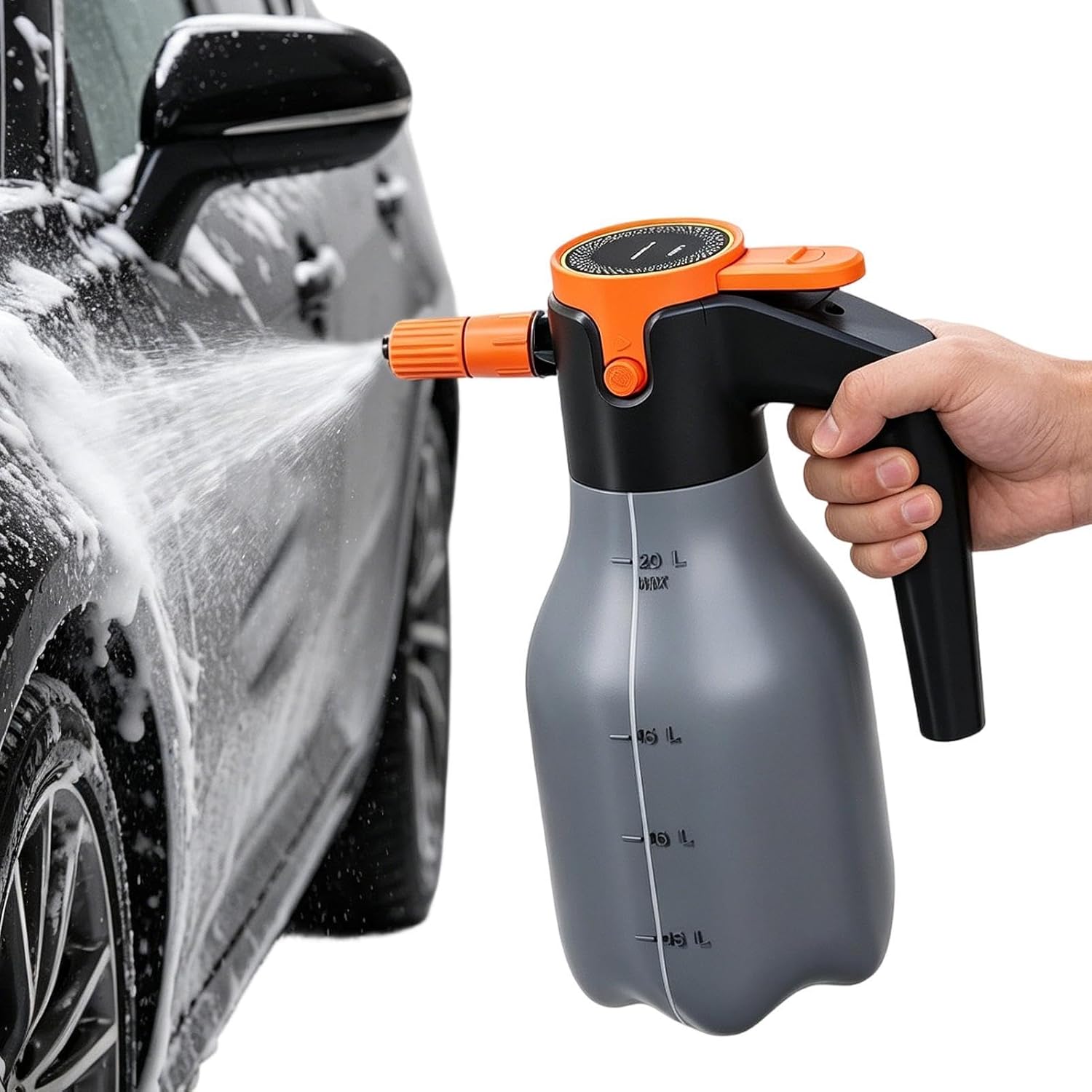 Car Foam Sprayer,2L Rechargeable High-Pressure Washer - Electric Car Wash Sprayer,for Patio Lawn Garden Indoor Outdoor Fertilizing Cleaning Yard Home Kitchen
