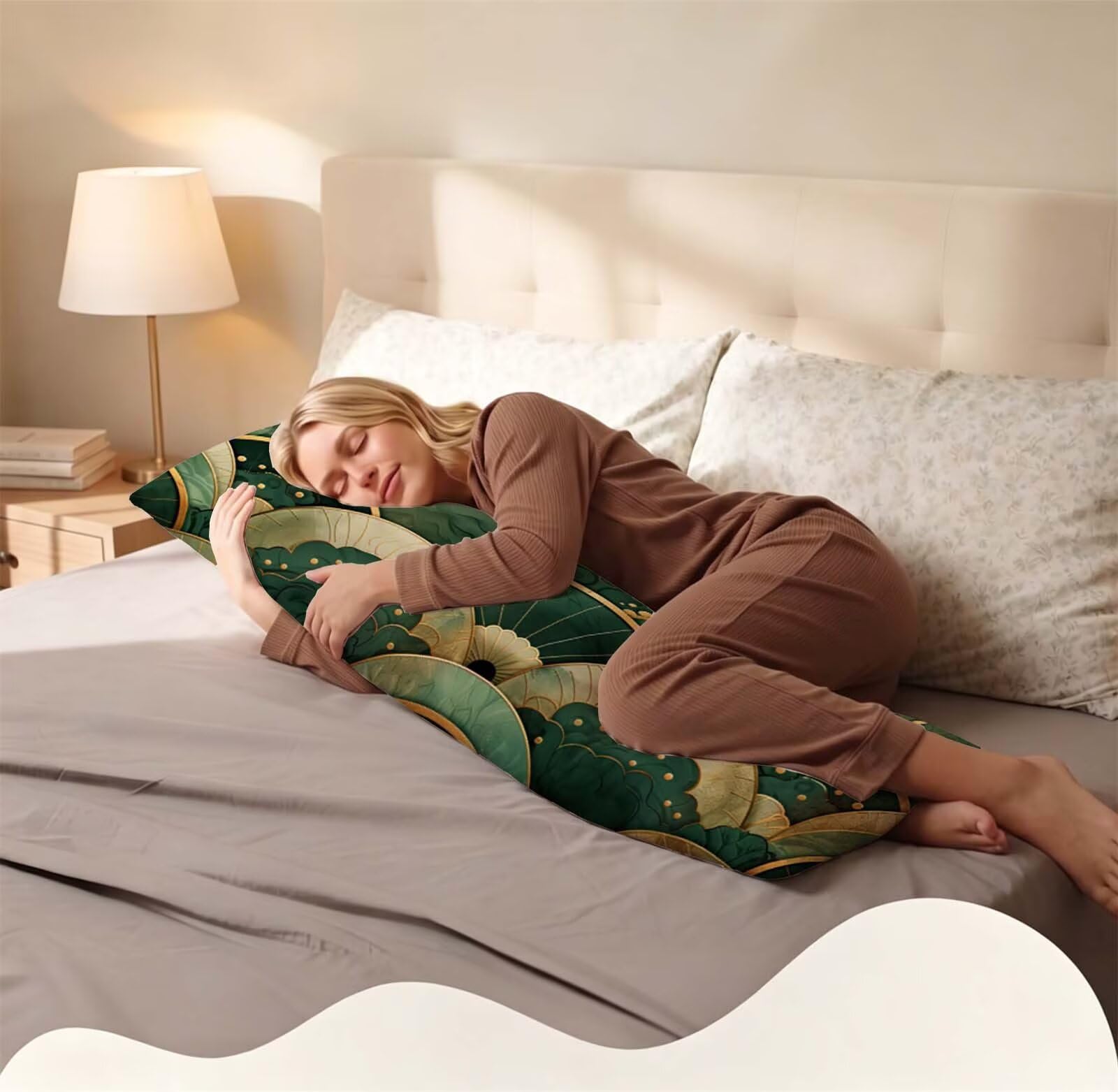 Verde-3 Federe Cuscino Letto 55x160 cm, Grande Cuscini per Divano Velluto, | Doppia Faccia Stampa, Abstract-2 Fodera per Cuscino Decorativa, con Cerniera, Cuscino per Dormire Sul Fianco j-360