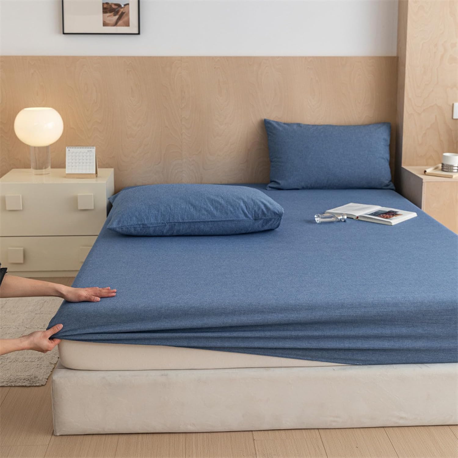 Deep Pockets Easy Care,Solid Color Pure Cotton Deep Pocket Bed Sheet, Soft Mattress Topper Suitable for Single Double King Size Bed,Grey 1,90 * 200cm+15cm