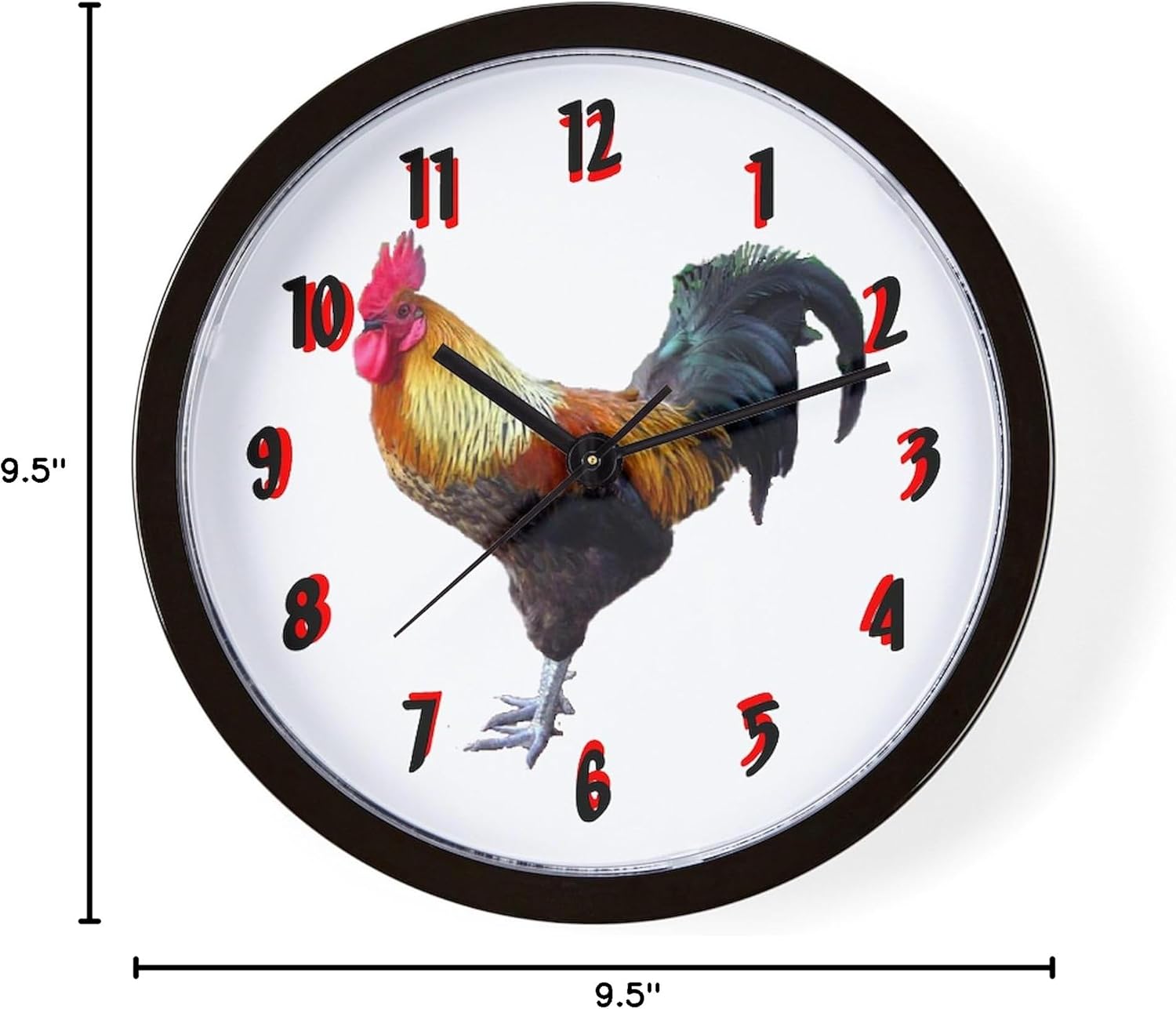 CafePress Plain Rooster Wall Clock 10Inch 10" Wall Clock for Livingroom, Kitchen, or Office
