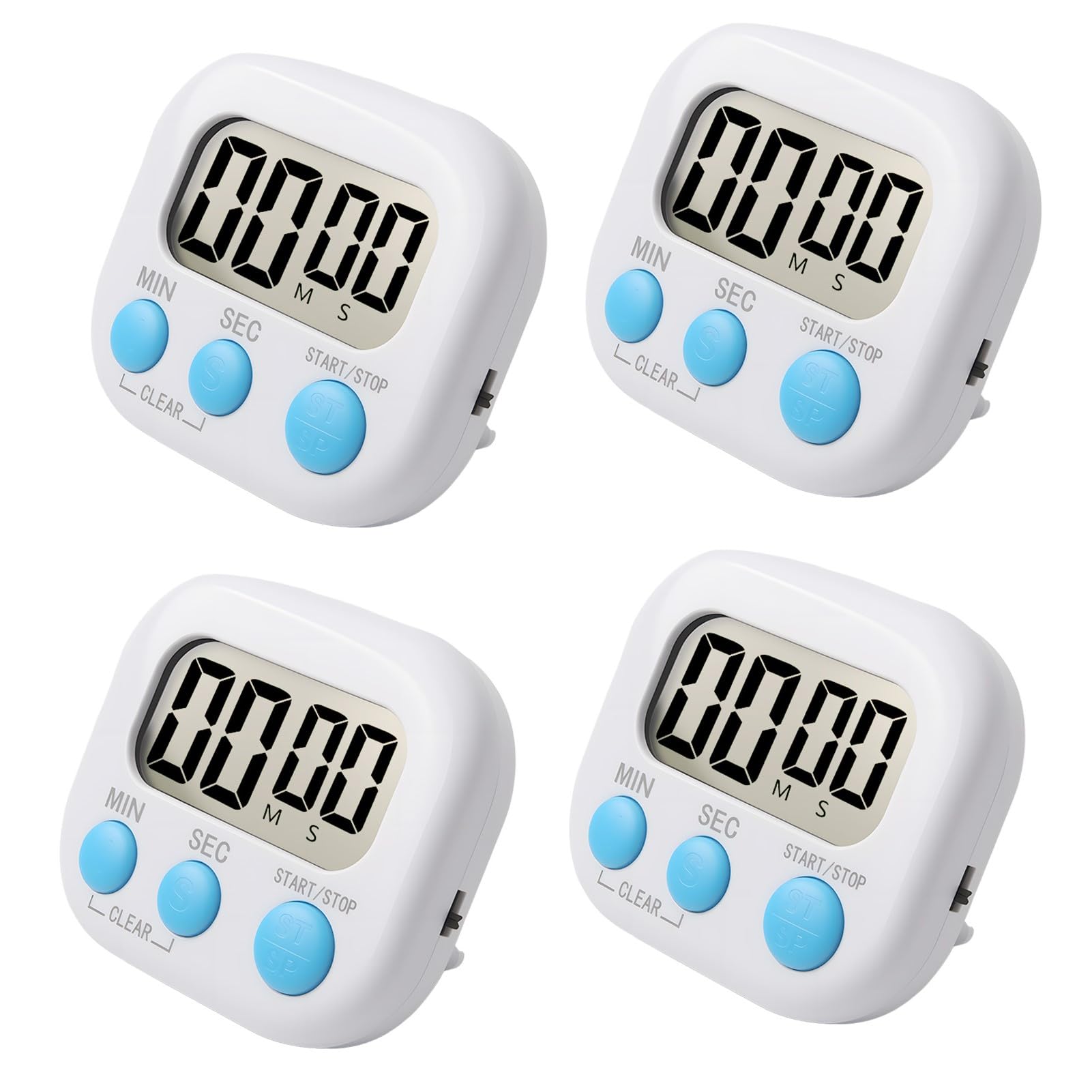 4PCS Digital Kitchen Timer Magnetic Countdown Stopwatch Loud Alarm